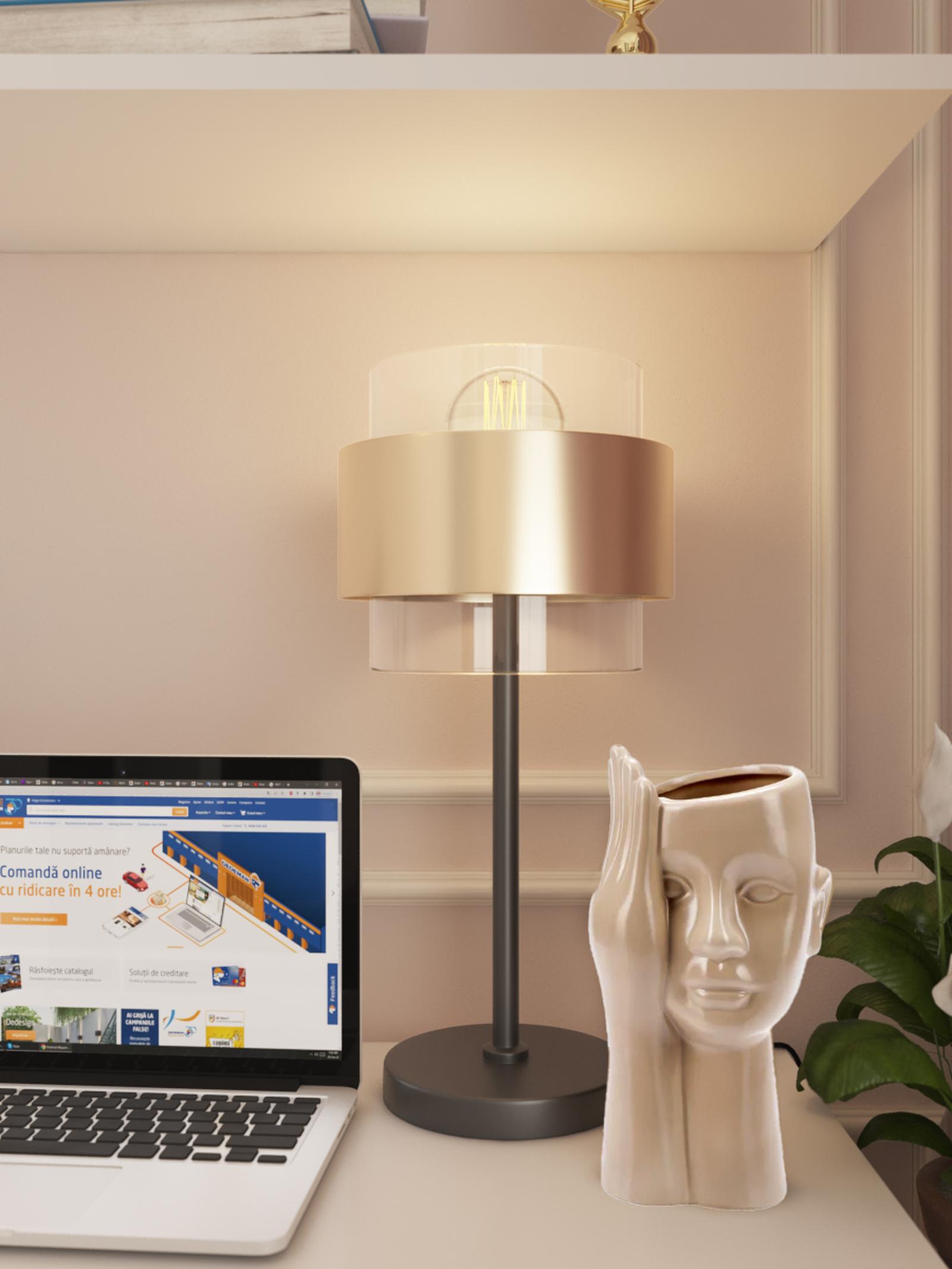 Vaza decorativa Ella Home, Mind, ceramica, crem, 24 cm