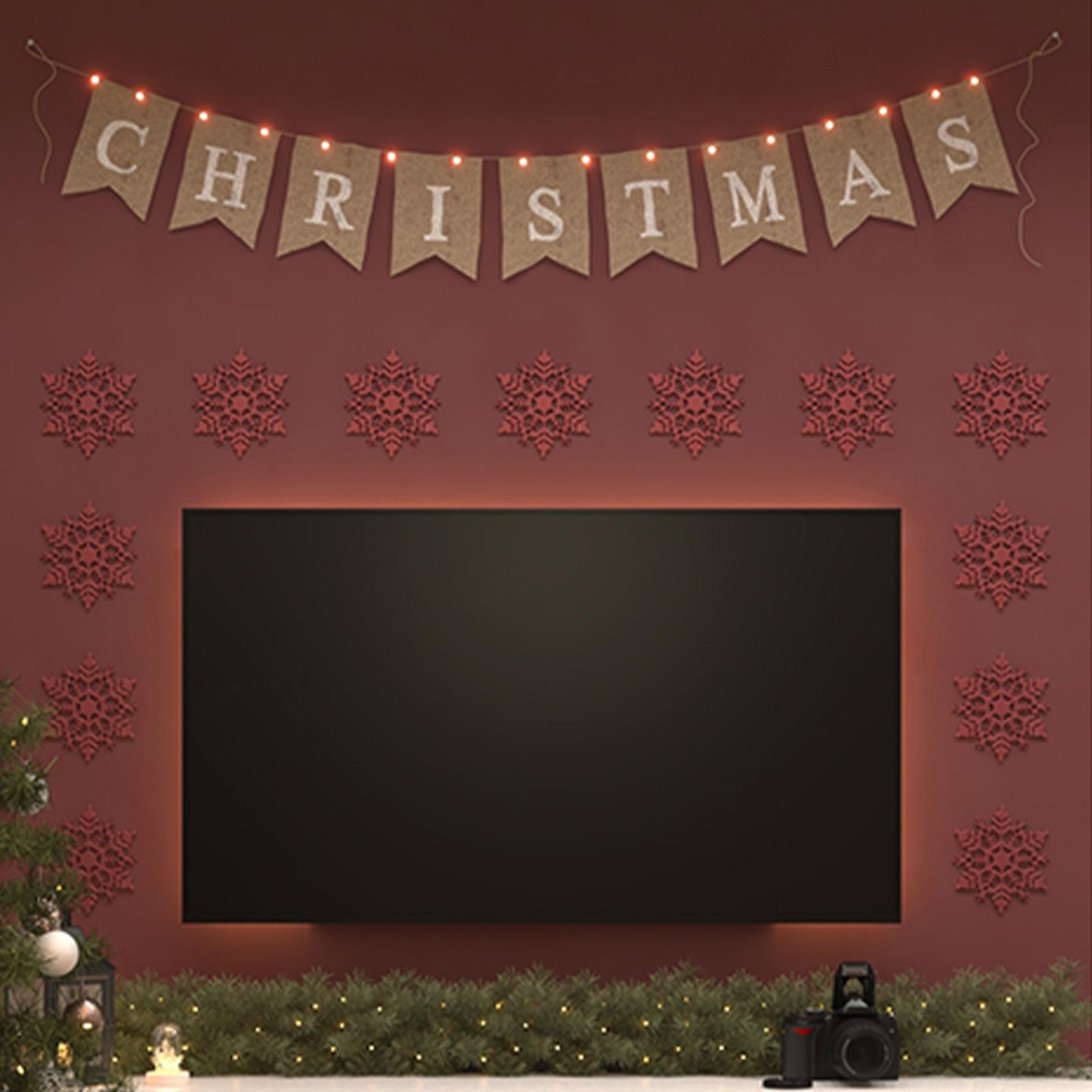 Decoratiune steag de Craciun Hoff, 20 LED-uri, lumina calda, 190 cm, alimentare baterii