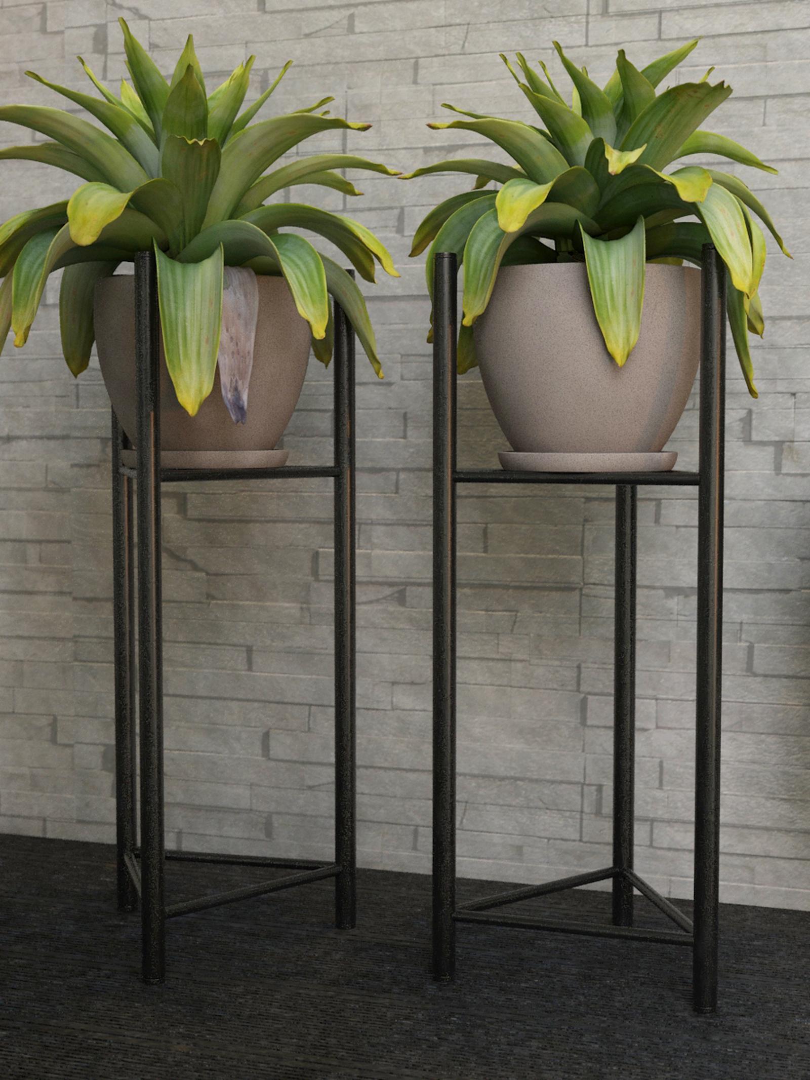 Suport ghiveci flori Your Loft Design Lizio M, asimetric, metal, negru, 23 x 60 cm