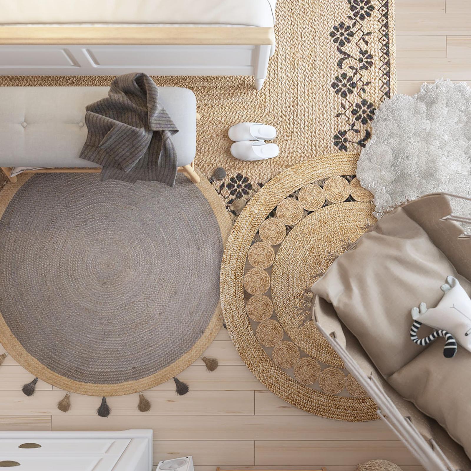 Covor Flair Rugs Lunara, 150 x 150 cm, iuta, gri, rotund