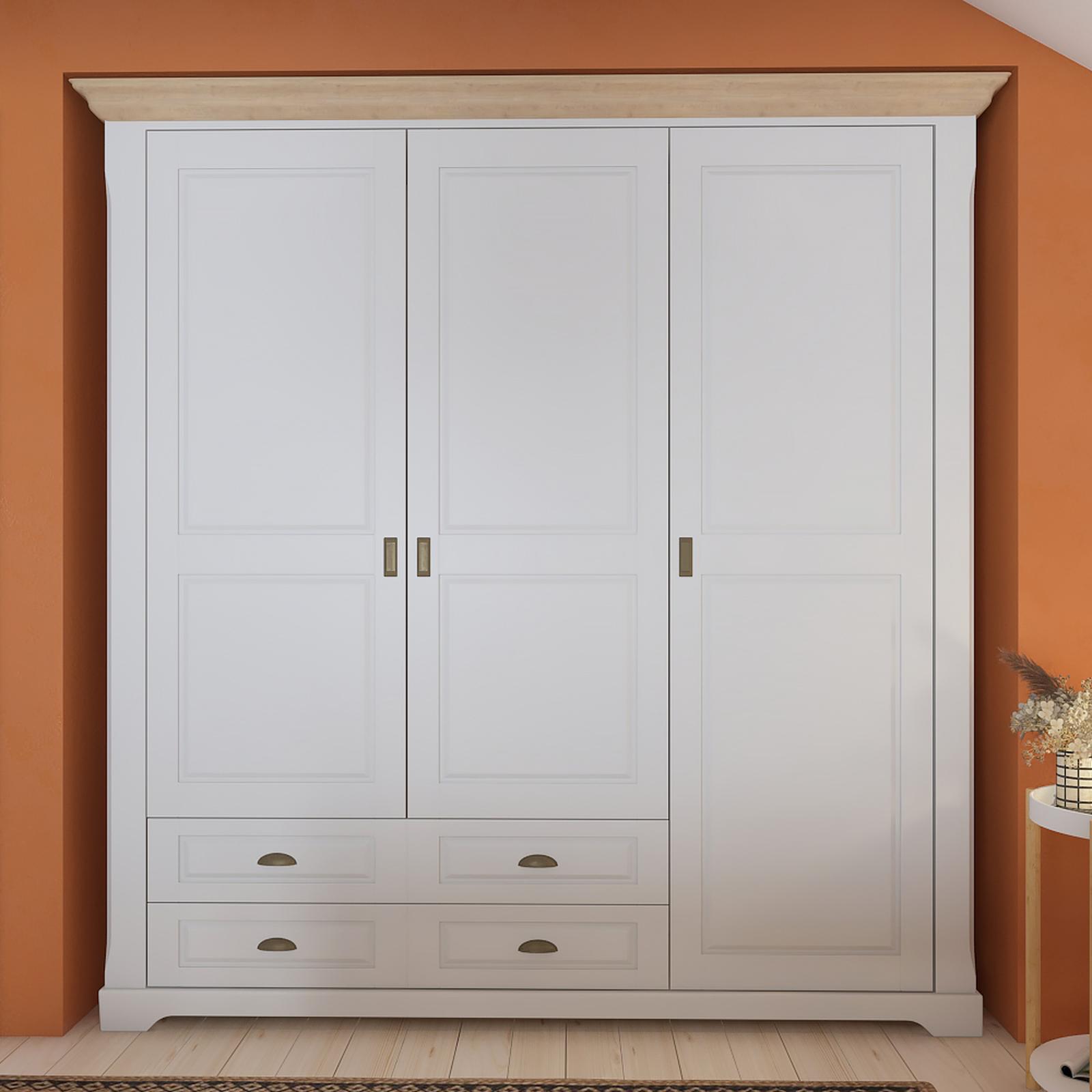 Dulap dormitor Bastide 3027AR3PK, alb + stejar, 3 usi, 207 x 56 x 215 cm, 5C