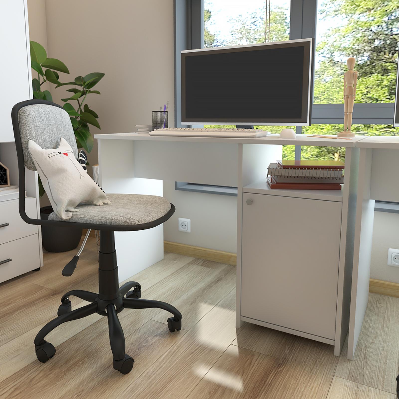 Scaun birou operational Ystad, rotativ, material textil, gri + negru