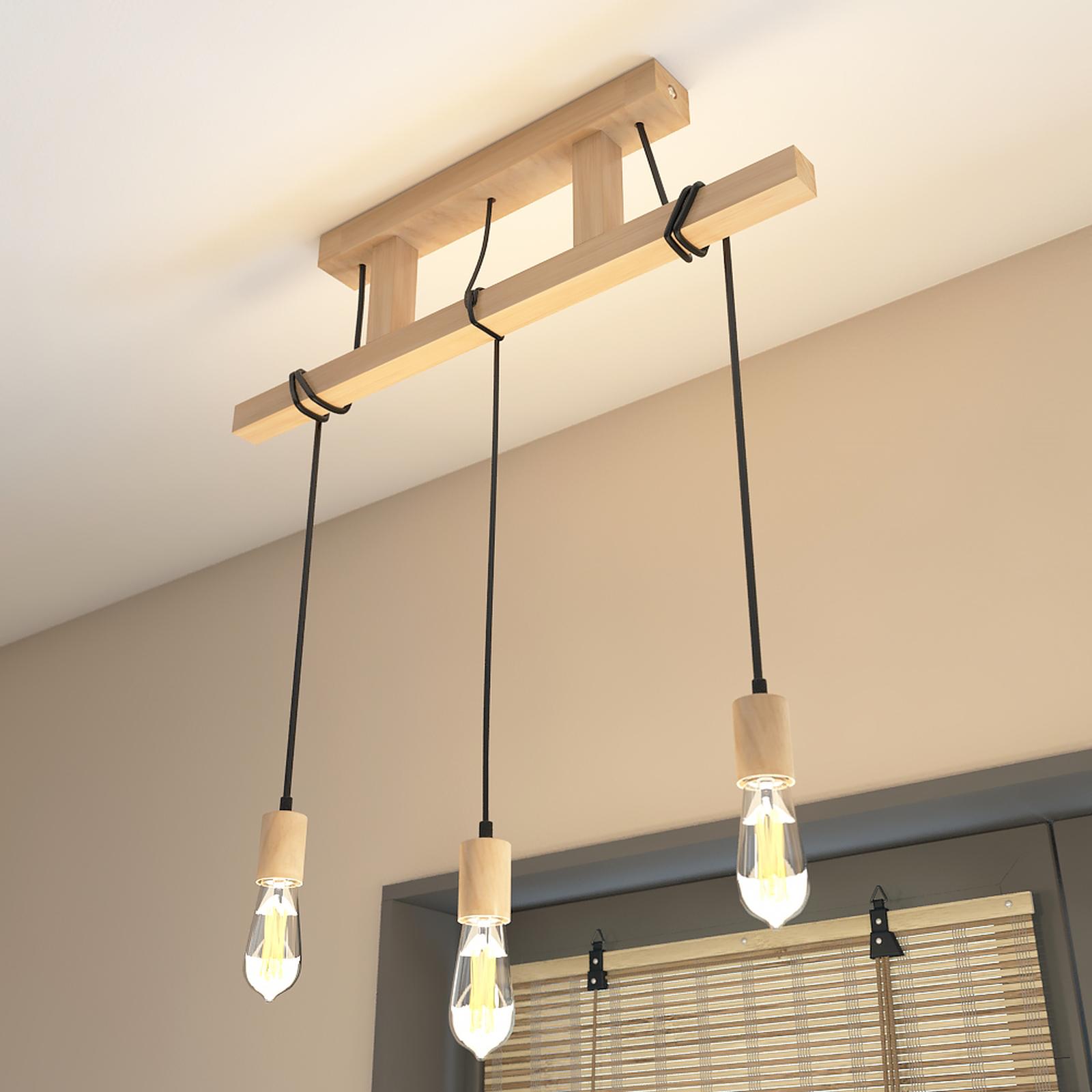 Suspensie Leon 34799, 3 x E27, lemn, rustica
