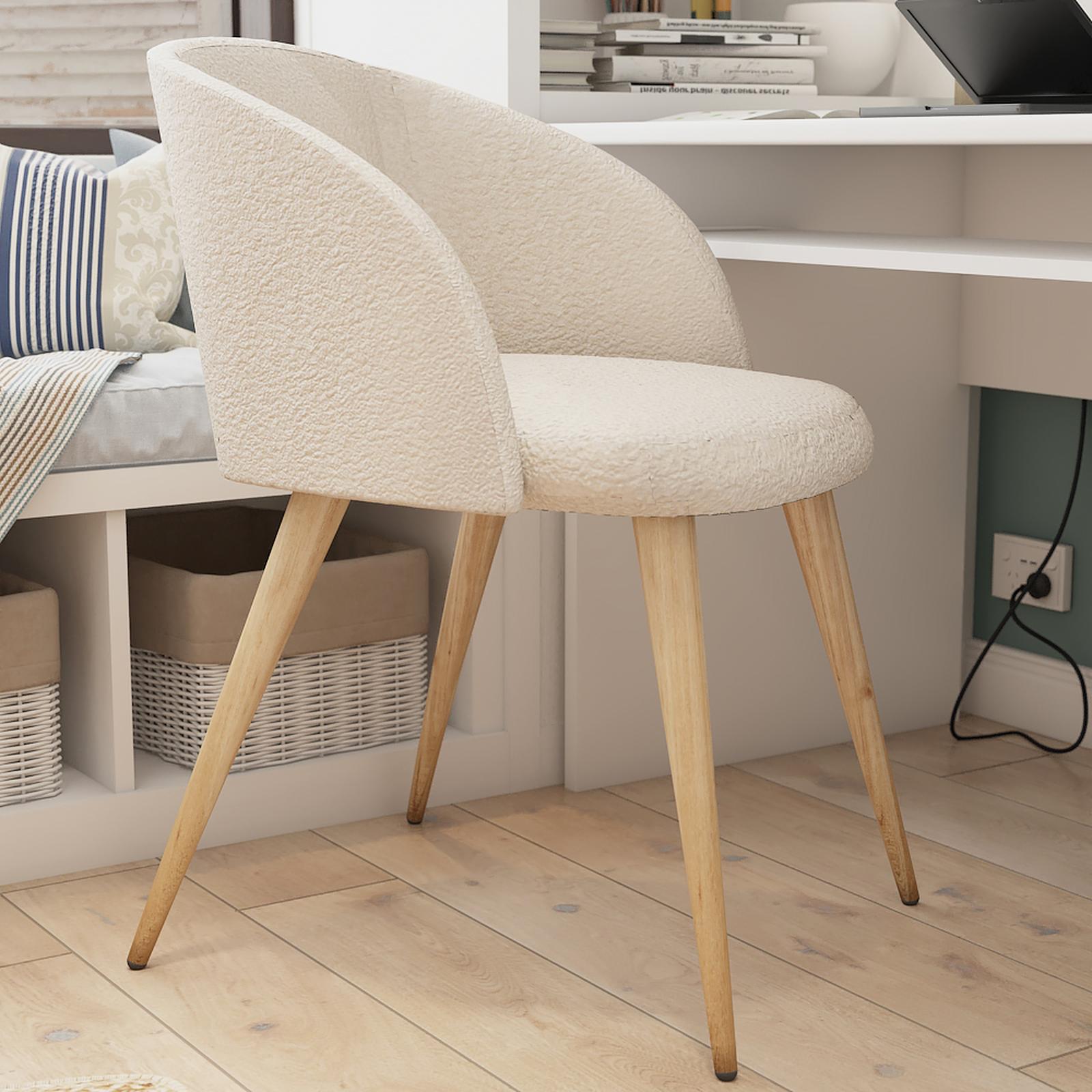Scaun fix Ynez, metal + textil, bej