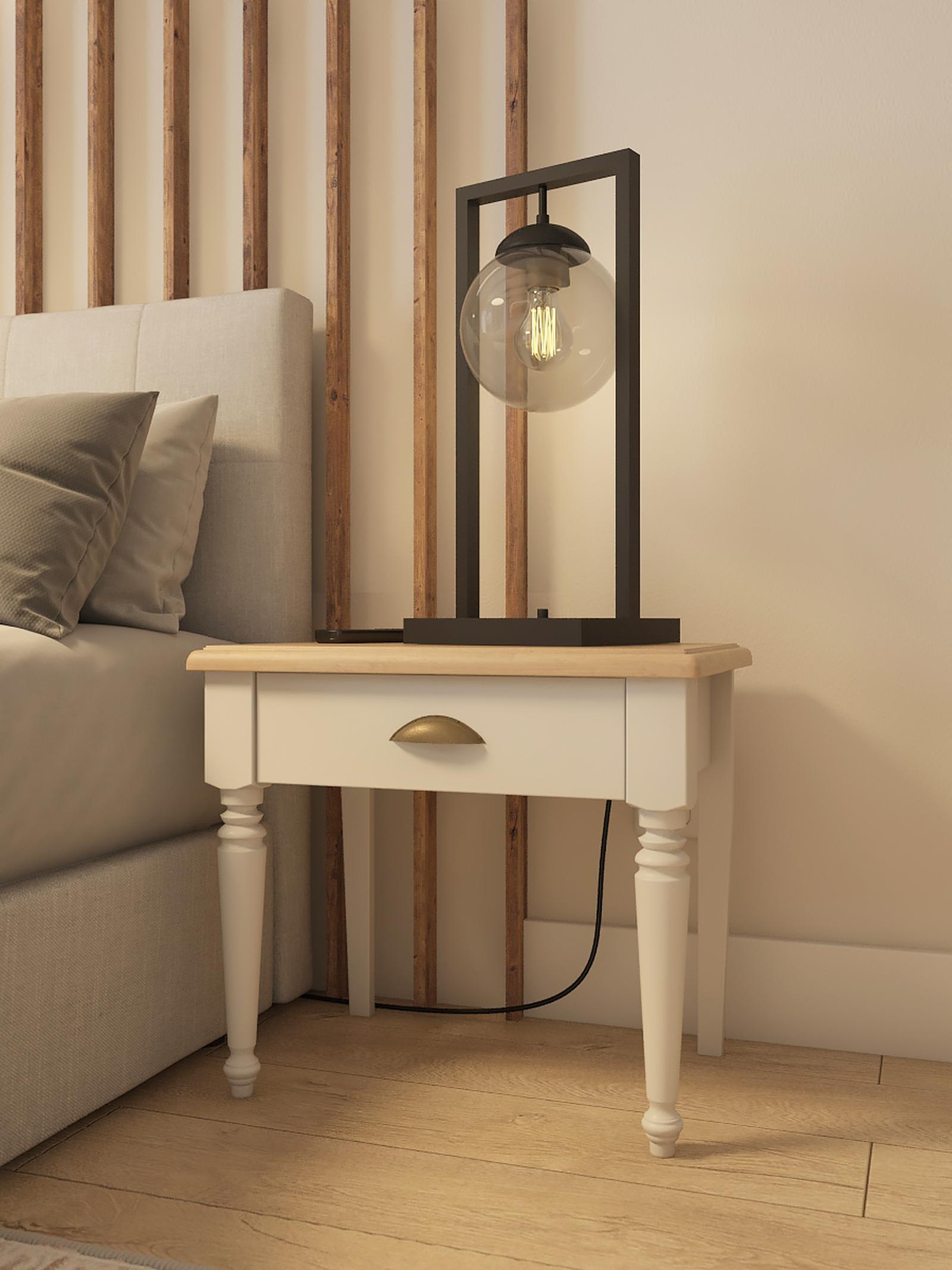 Noptiera Bastide 3027CHEVC, cu sertar, alb + stejar, 50 x 34 x 46 cm, 1C
