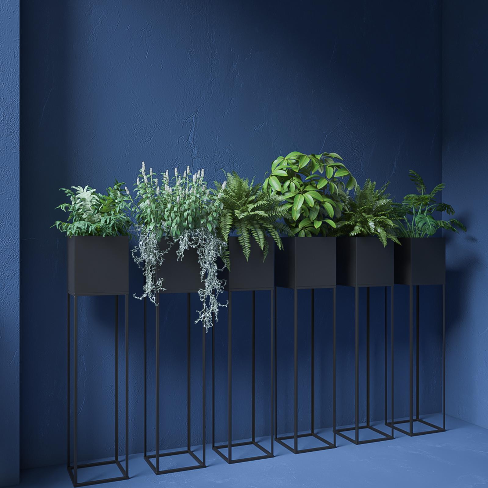 Suport  ghiveci flori Your Loft Design Lorient L, patrat, metal, negru, 19 x 19 x 87 cm