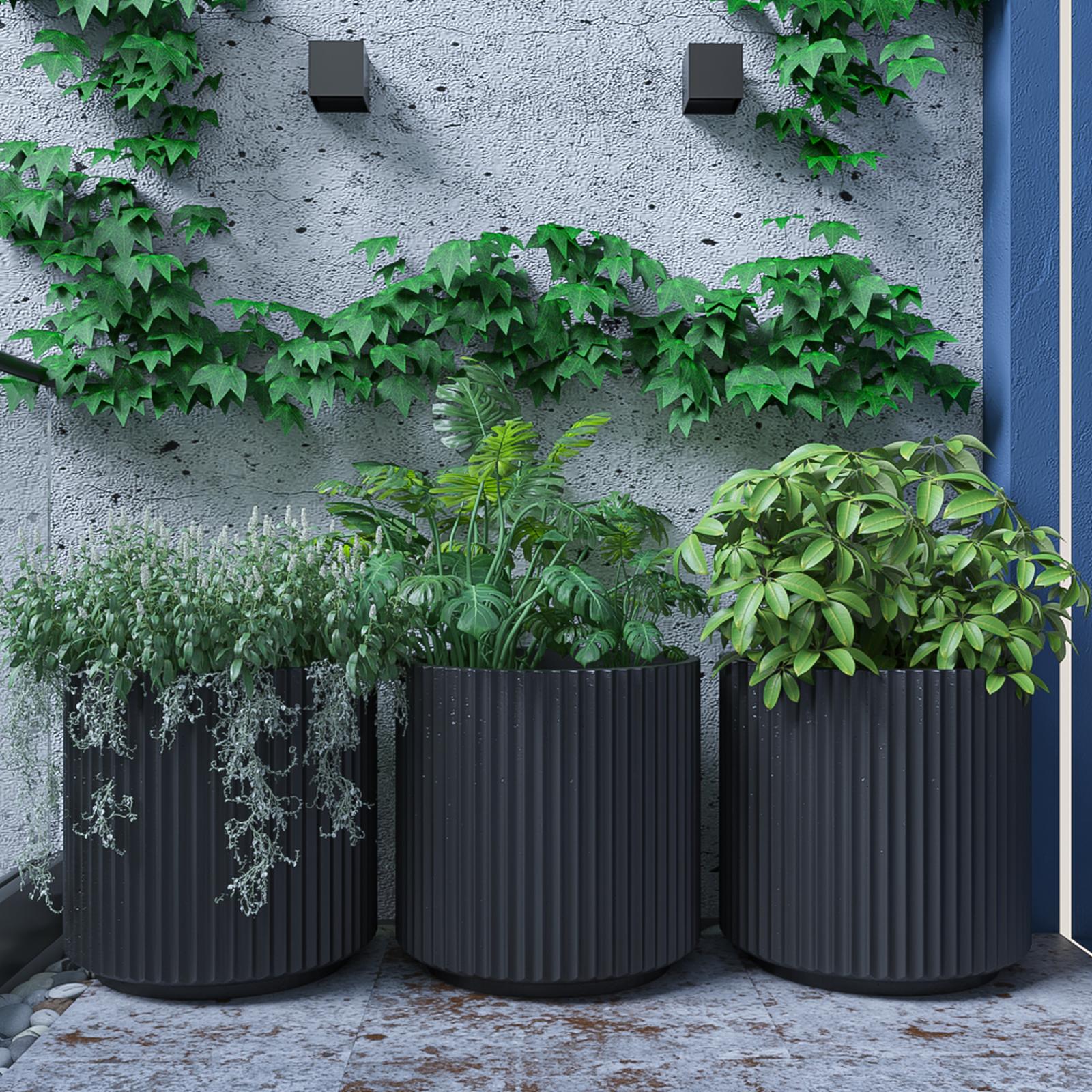 Ghiveci ceramic interior / exterior, rotund, negru, 51 x 51 cm, Matte Black