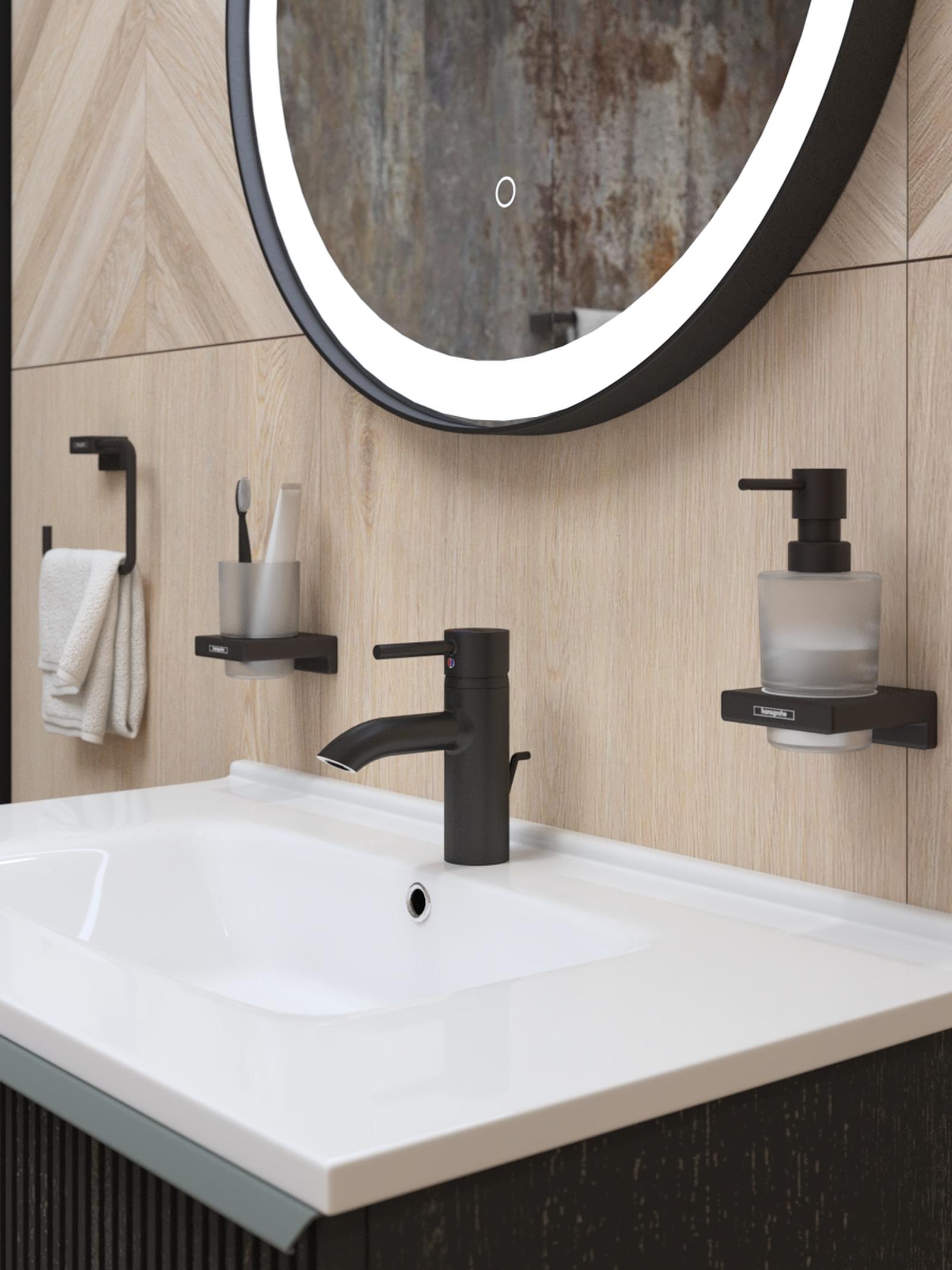 Pahar baie Hansgrohe AddStoris 41749670, sticla, prindere pe perete, 8.1 x 9.1 x 9.4 cm