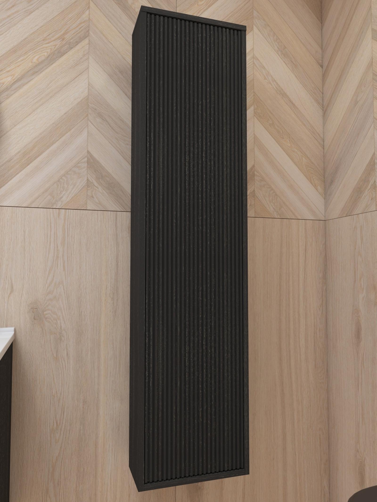 Dulap baie suspendat, Savini Due Sidney 2320C/F45, 1 usa, negru, 33.7 x 16 x 138.6 cm