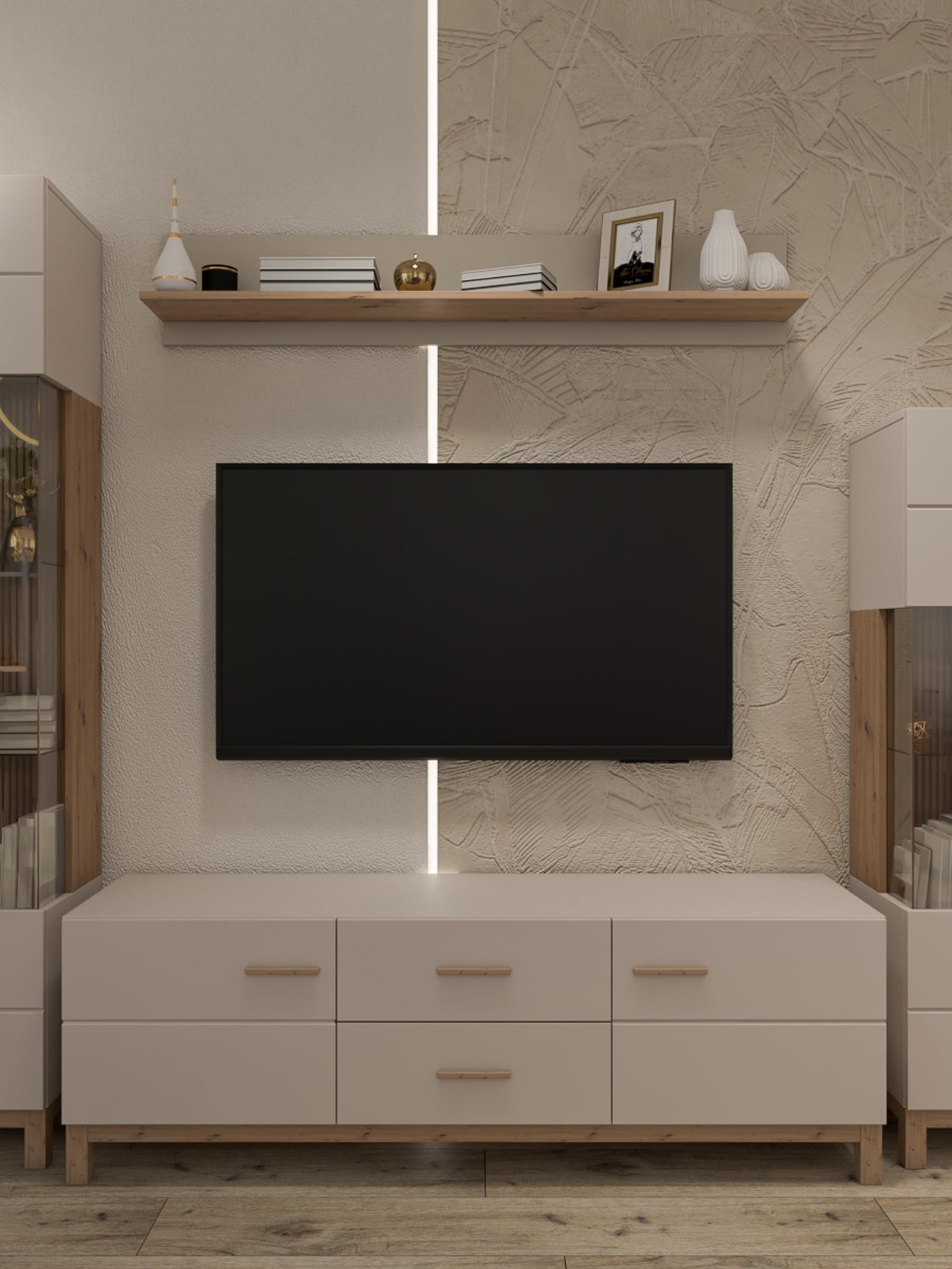 Etajera perete Essex HDF + MDF + placaj, stejar artisan + bej cashmere, 137.5 x 19.5 x 24 cm, 1C