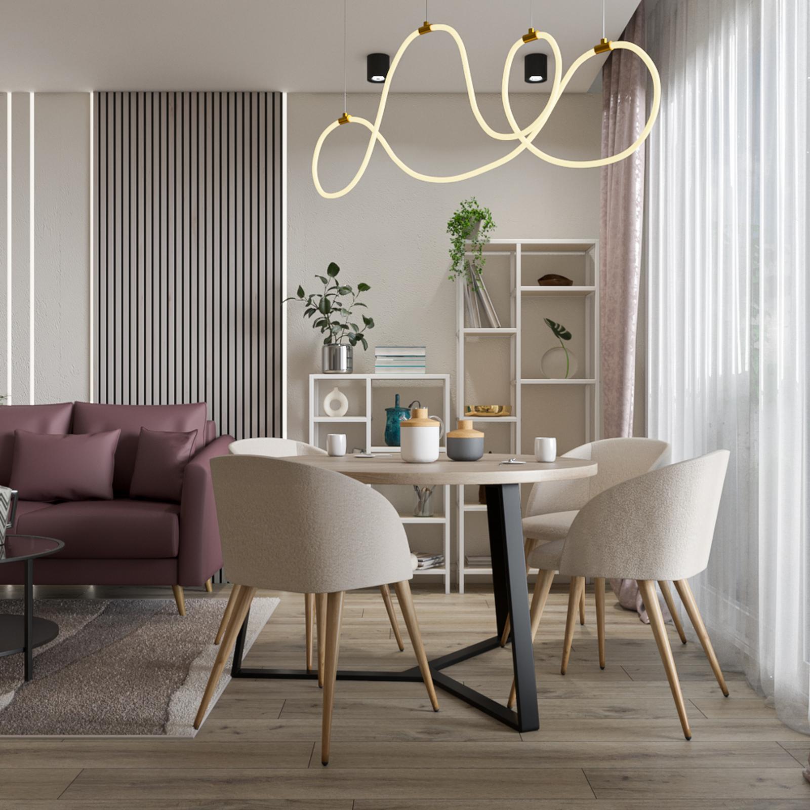 Scaun fix Ynez, metal + textil, bej