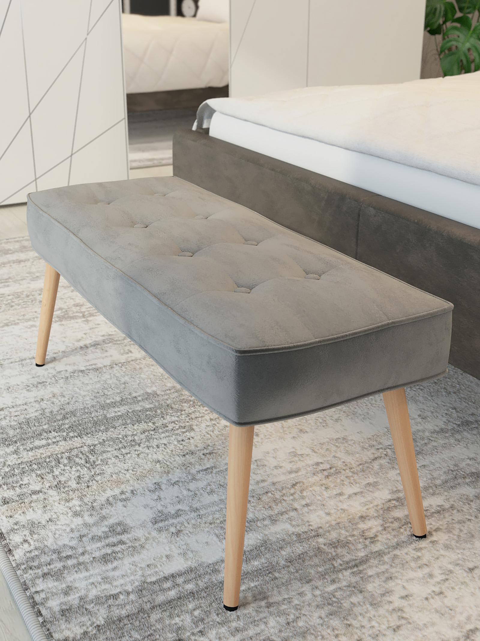 Bancheta hol Harmony gri + natur, 102 x 42 x 45 cm, 1C