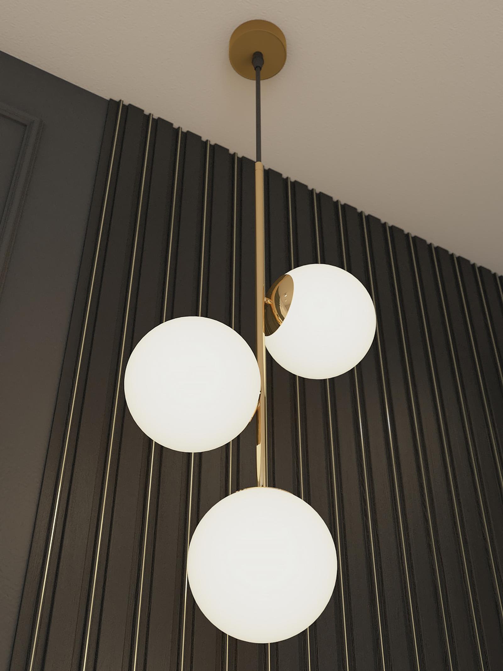 Suspensie Niva 01-2627, 3 x E14, auriu + alb opal, moderna