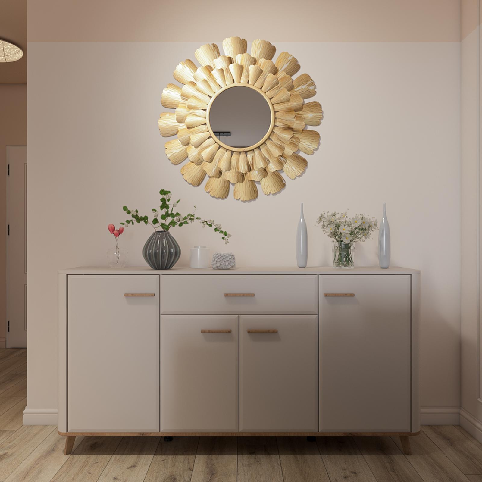 Comoda living Darwen 4K1F4V, cu usi si sertar, bej cashmere + stejar artisan, 179.5 x 40 x 90.5 cm