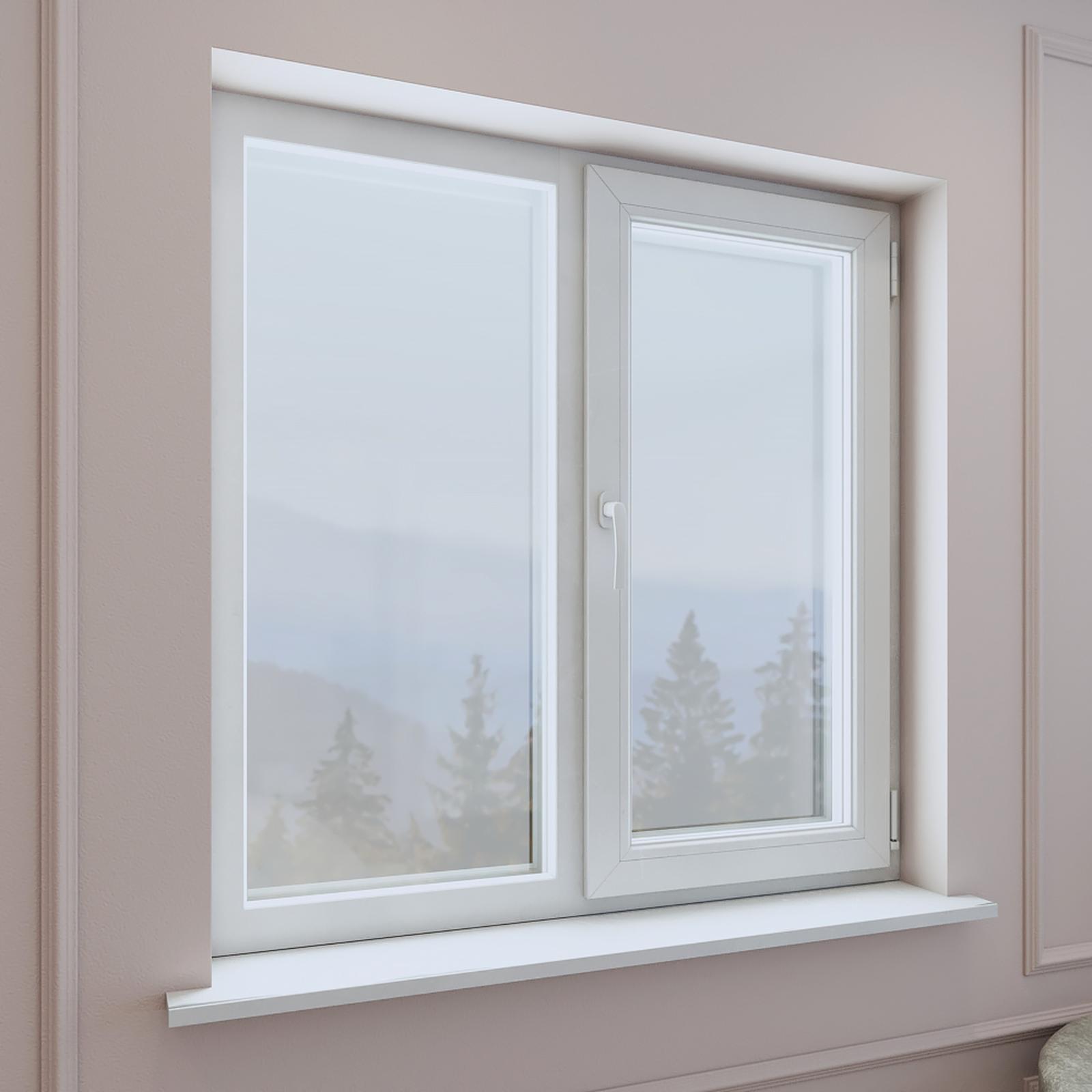 Fereastra PVC termopan Trocal, 5 camere, alb, 116 x 116 cm, fixa + dubla deschidere, dreapta