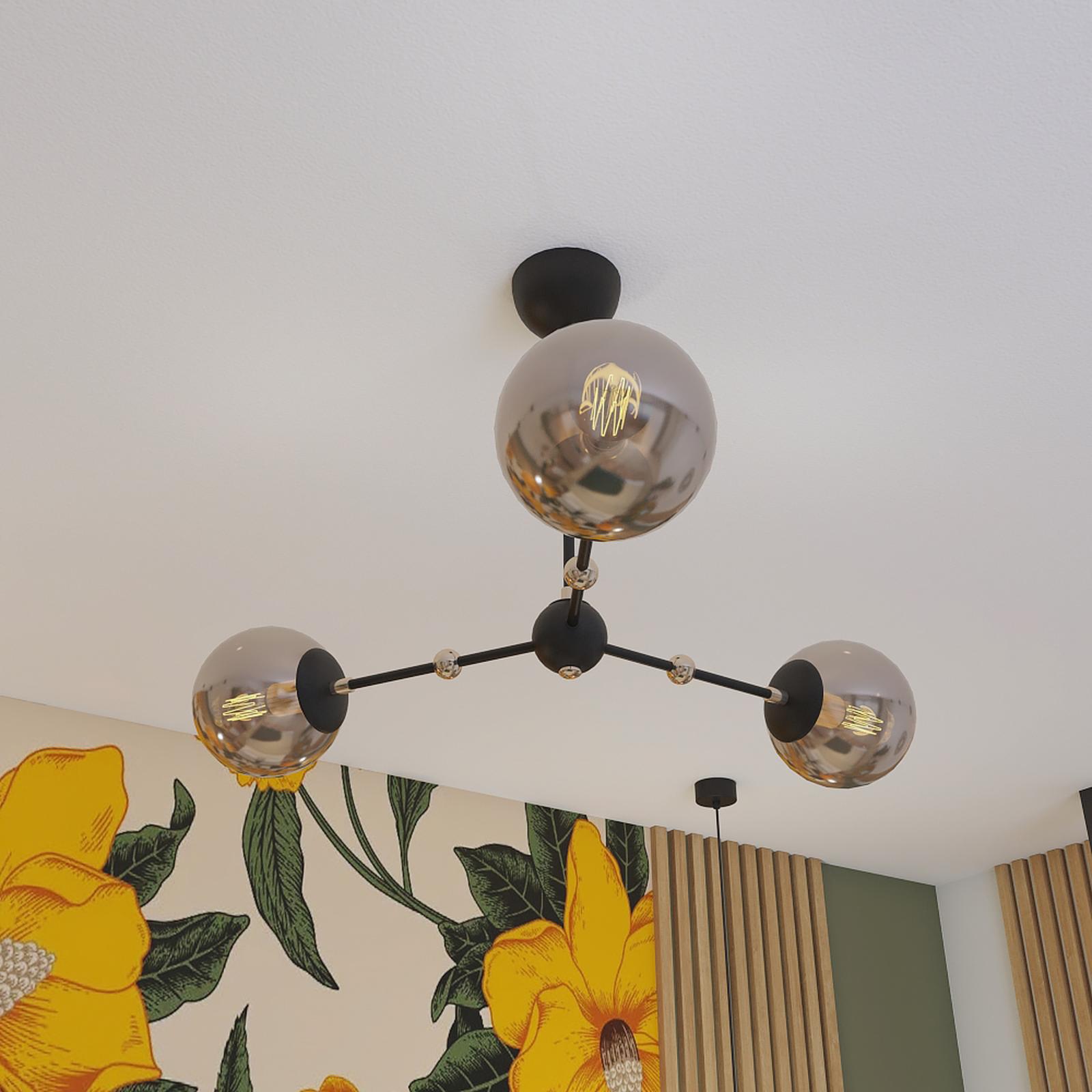 Lustra Arms KL103016, 3 x E14, negru + ambra, moderna