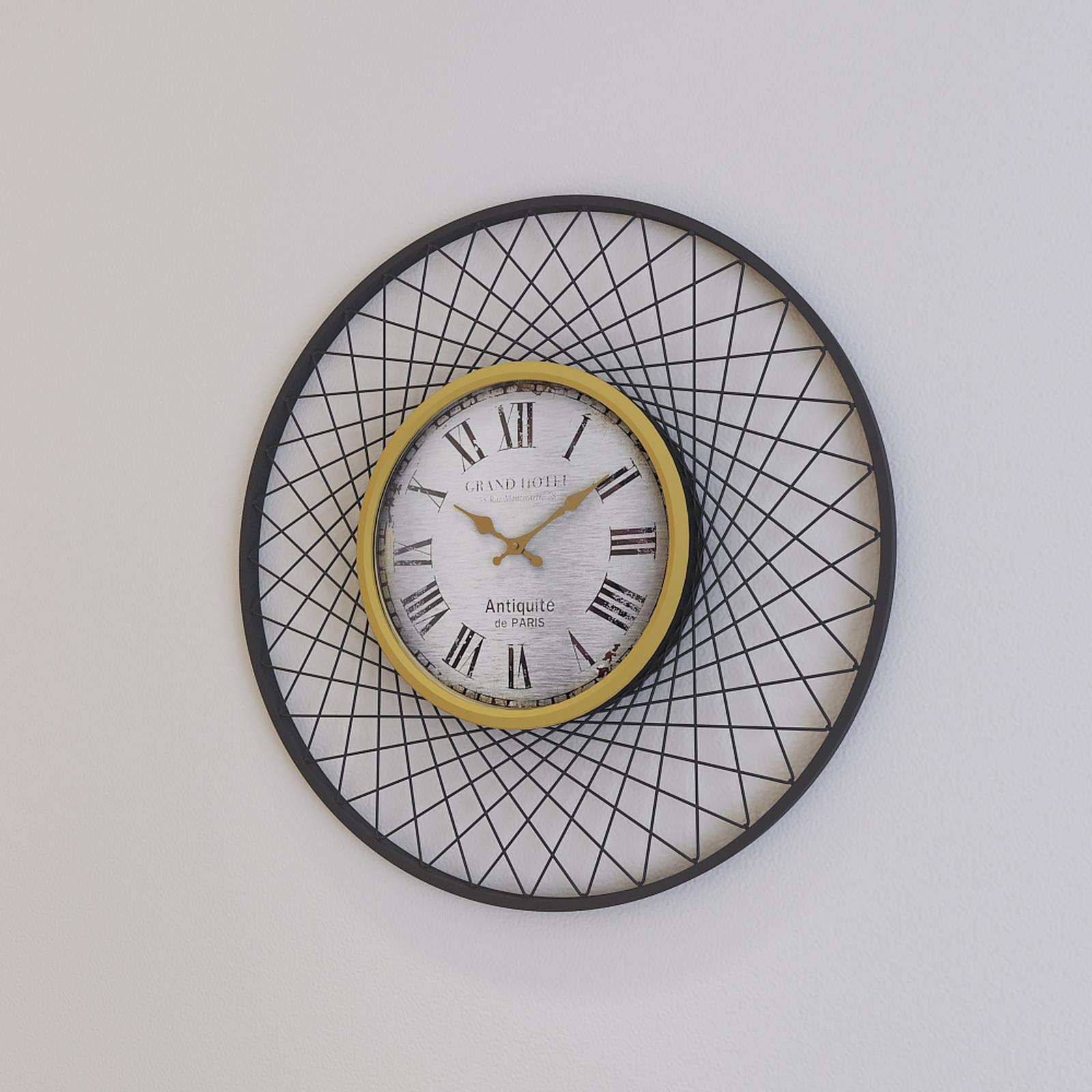Ceas de perete GH61023, analog, rotund, metal, negru, 71 cm