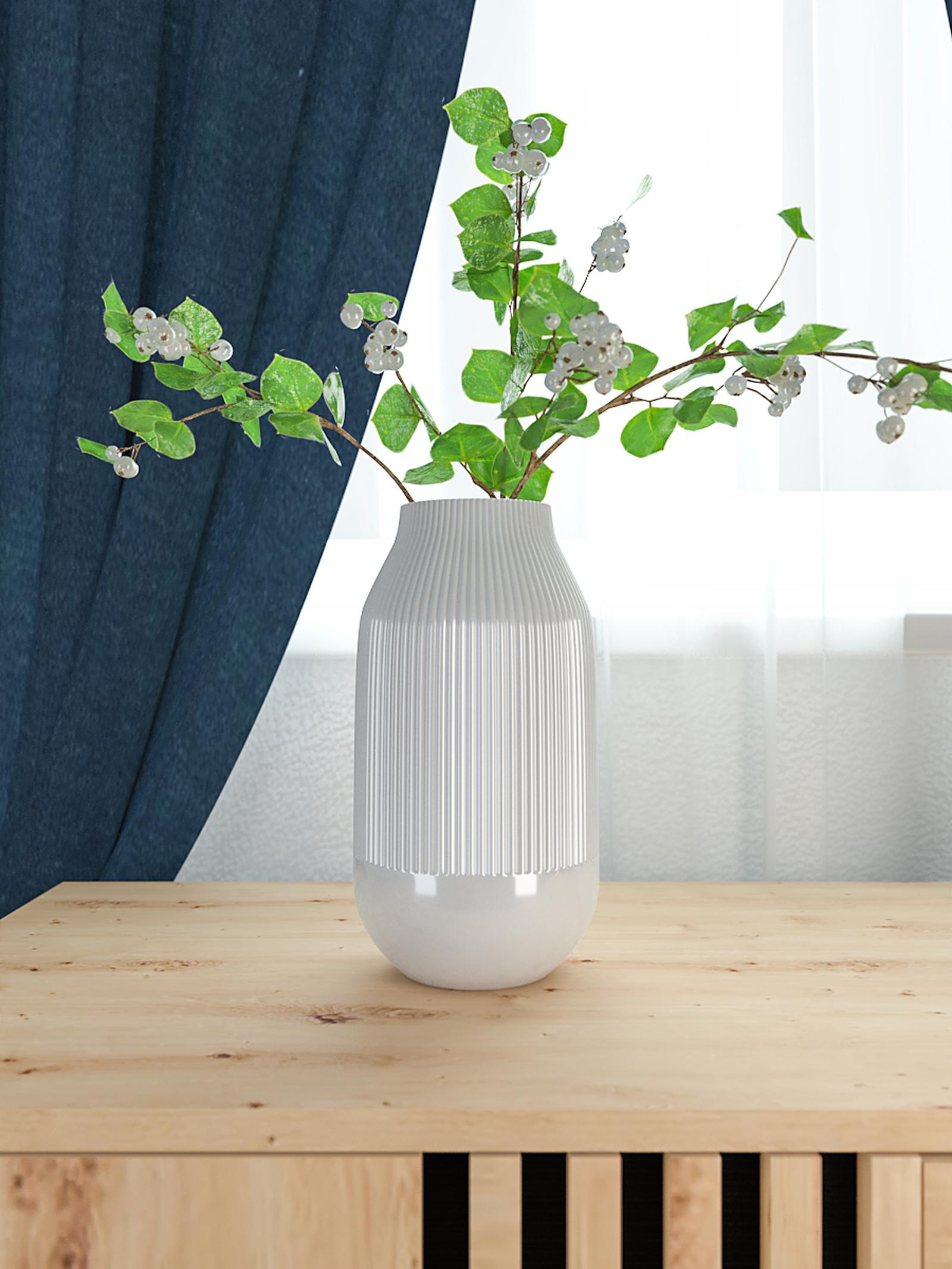 Vaza decorativa NG051, ceramica, alb, 24.5 cm