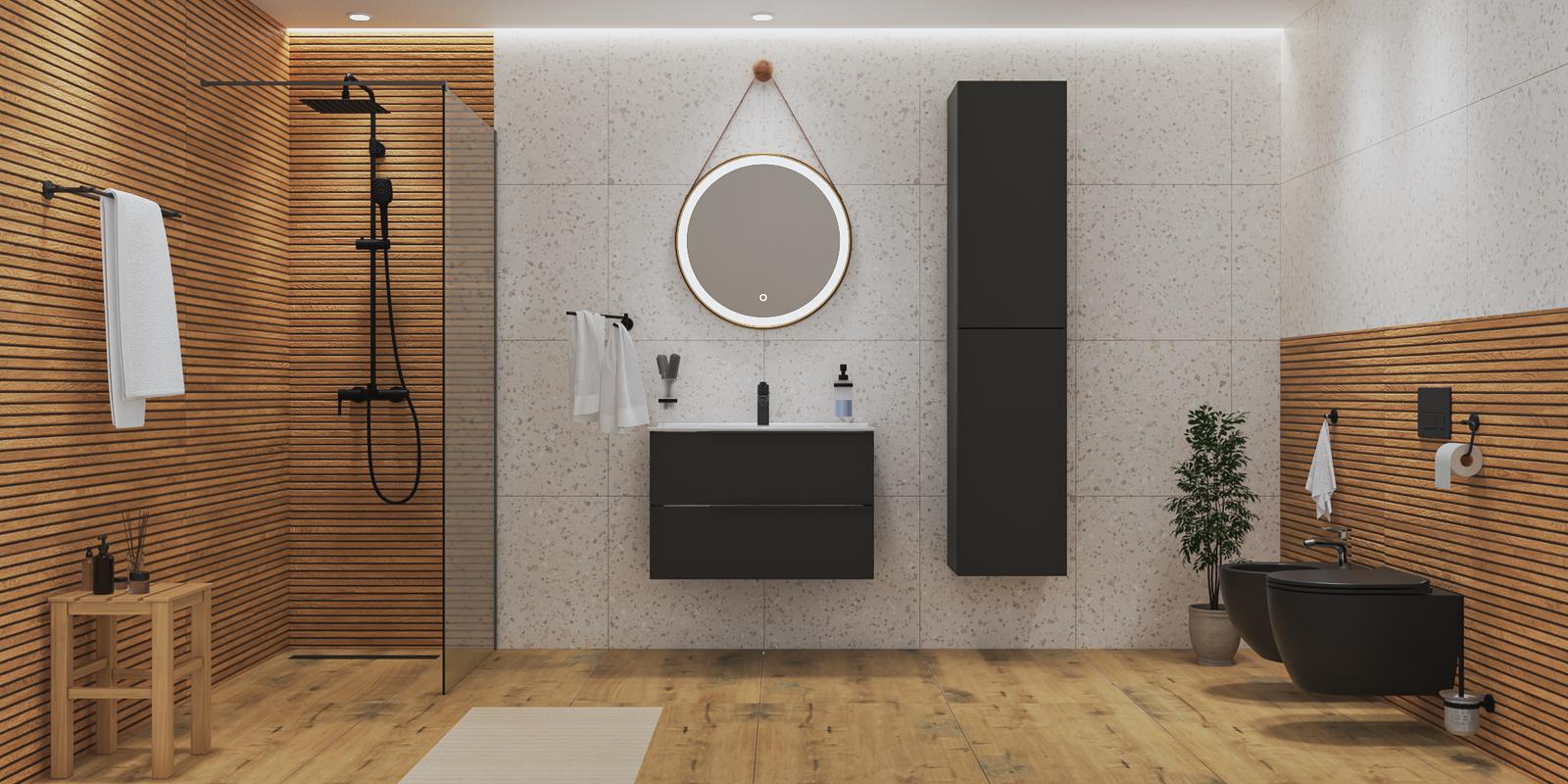 Model amenajare baie stil modern brown _1