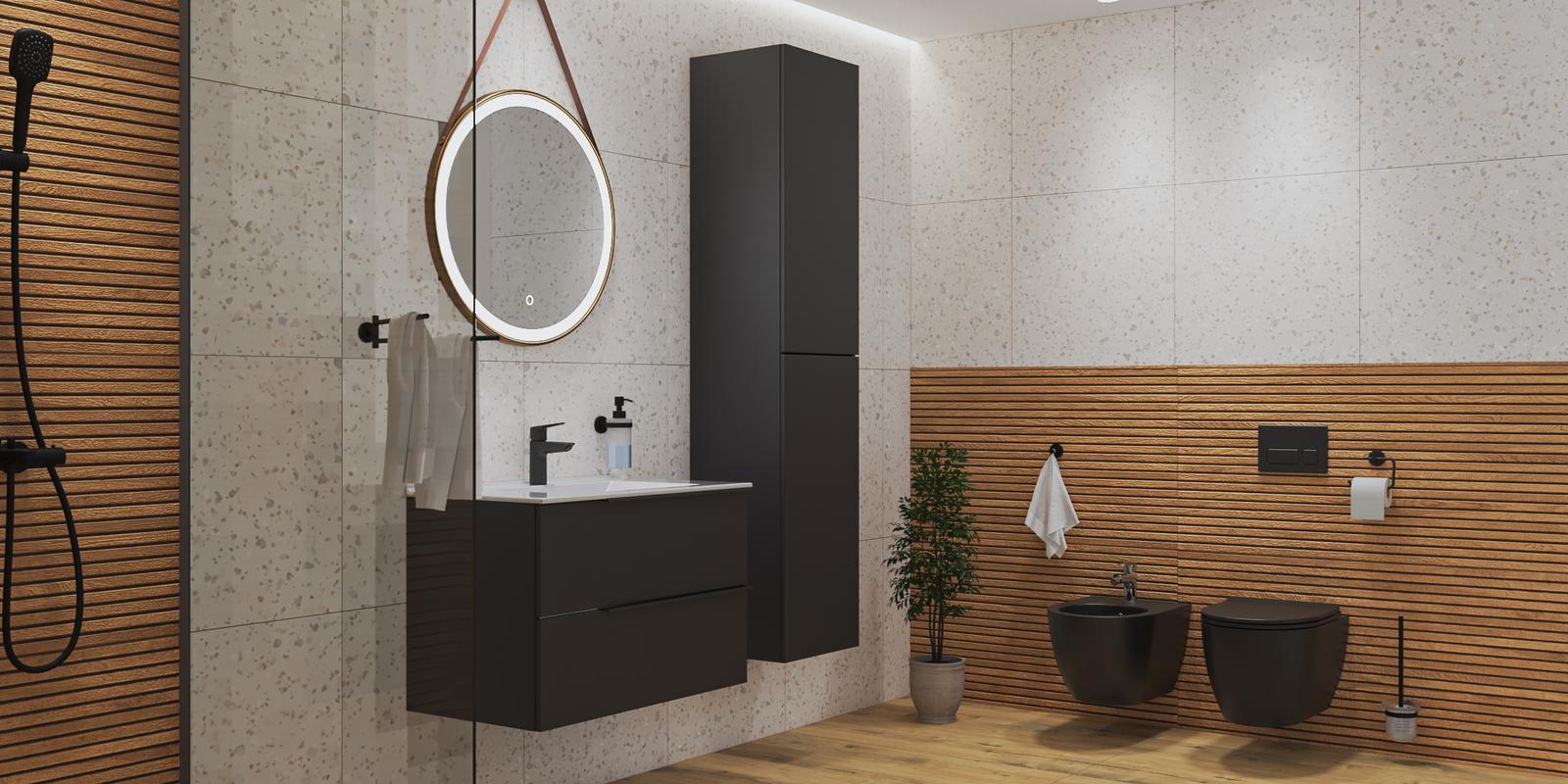 Model amenajare baie stil modern brown _2
