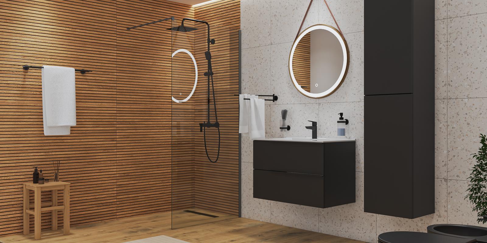 Model amenajare baie stil modern brown _3