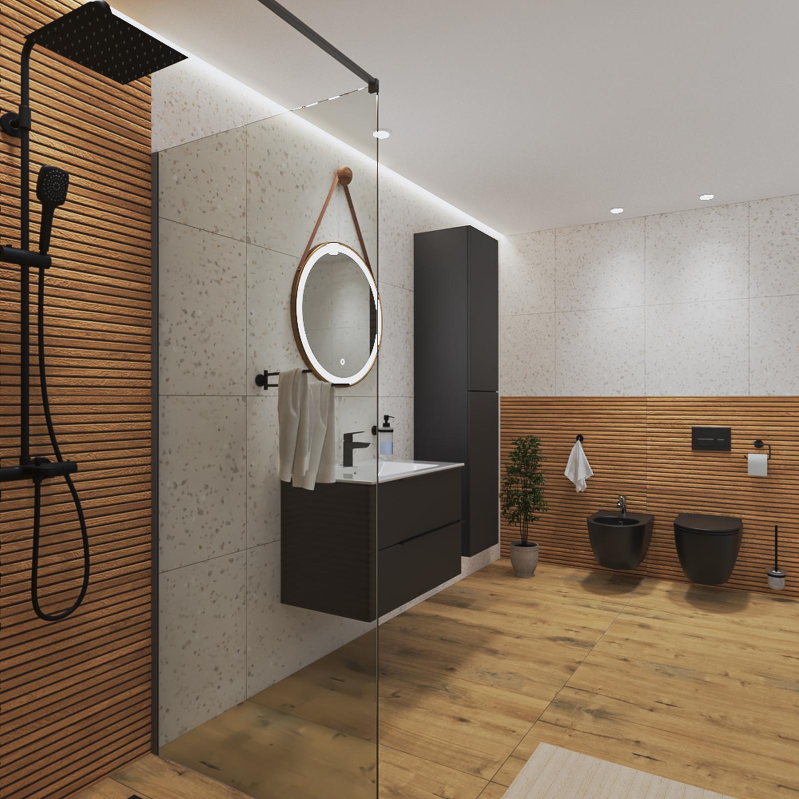 Model amenajare baie stil modern brown 