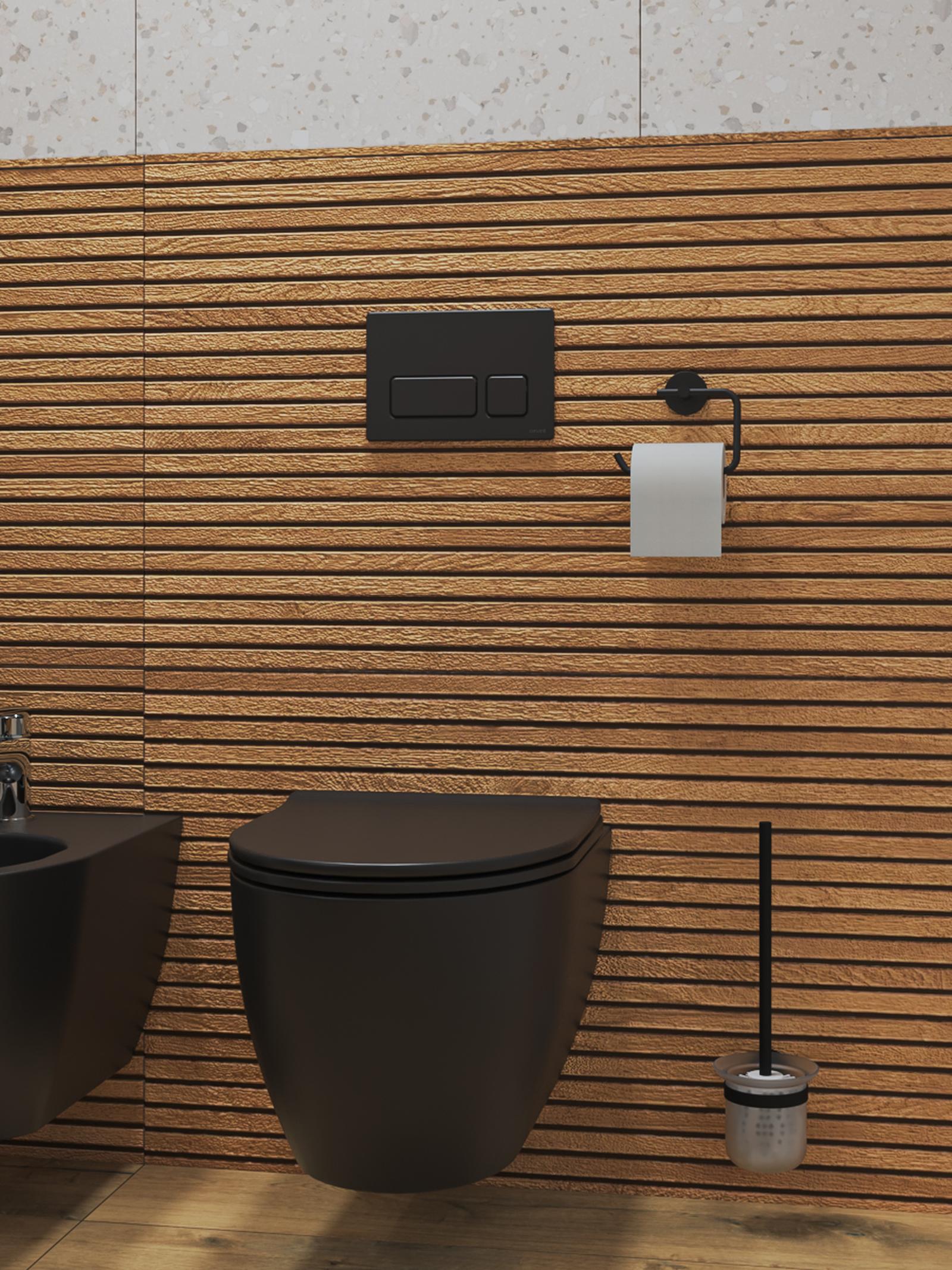 Vas WC Creavit Free suspendat FE322, negru, evacuare orizontala, 51 x 35.3 x 35 cm