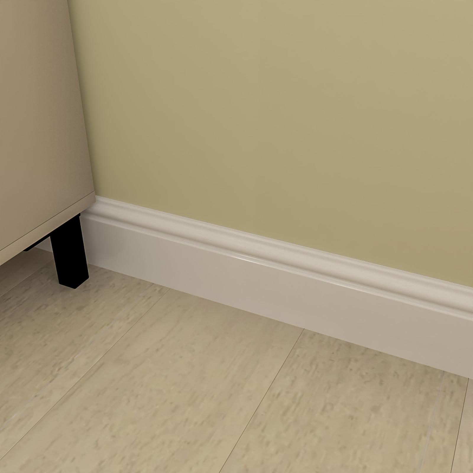 Plinta parchet duropolimer Was-196, alb, 2400 x 100 x 15 mm