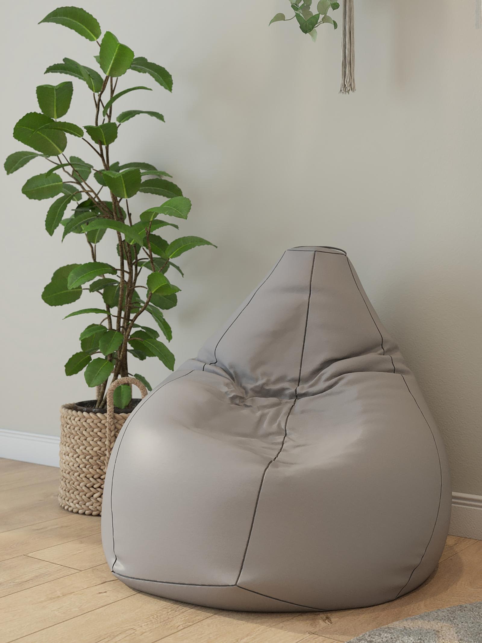 Fotoliu puf pentru cameră tineret stil modern vivi Fotoliu puf Nirvana Hobbit, material textil, gri, D70 cm