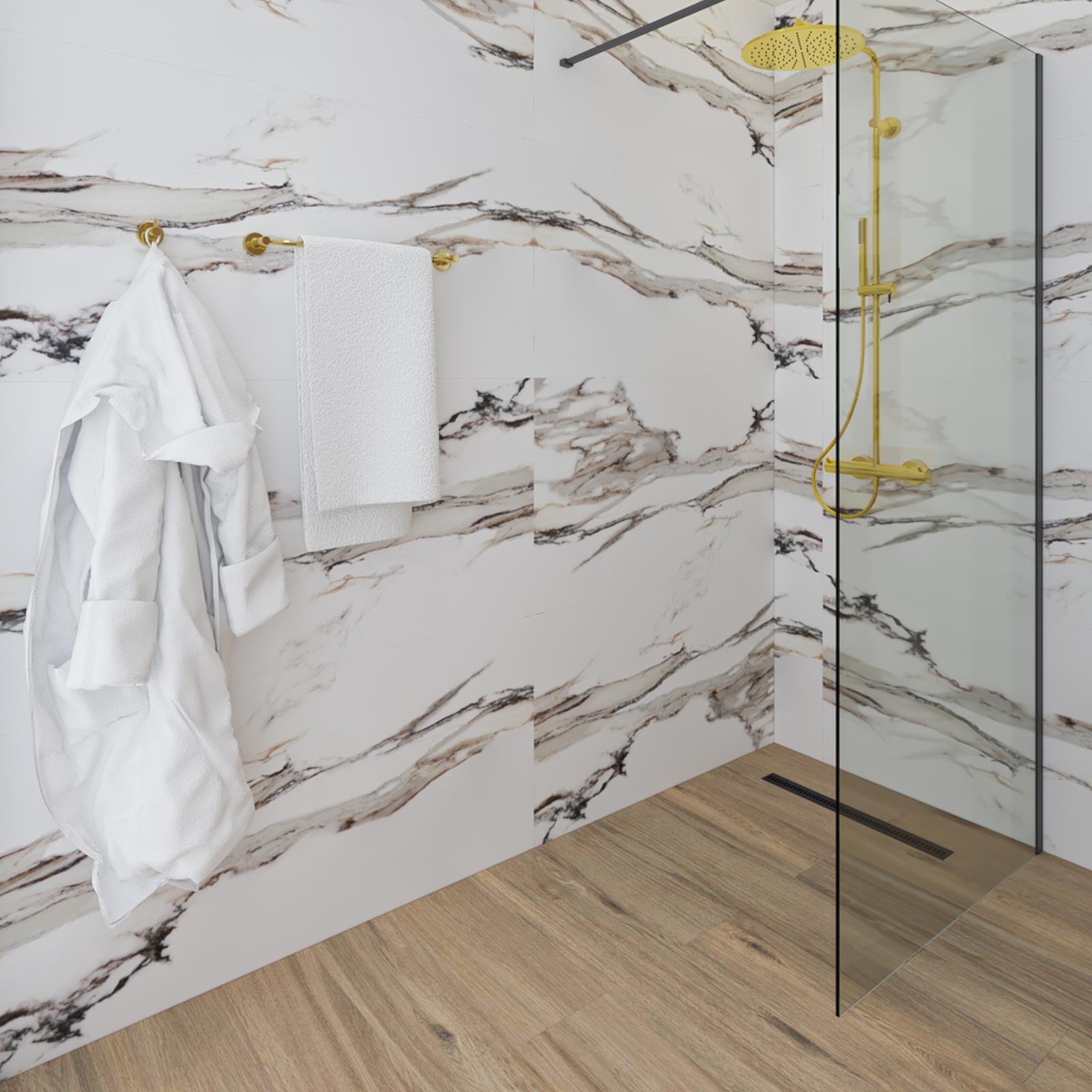 Suport AC1506GO pentru baie stil modern calacatta gold Suport AC1506GO prosop baie Iobagno Alfa, tip bara, auriu, 49 x 4.8 x 6.5 cm