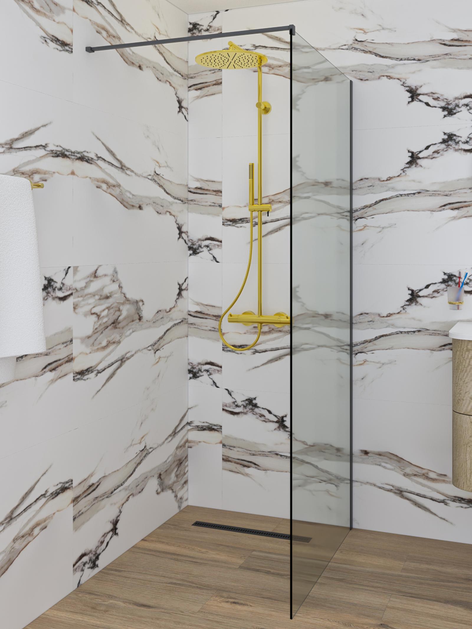 Sistem Ideal Standard pentru baie stil modern calacatta gold Sistem Ideal Standard Ceratherm T 125, baterie termostatata, finisaj auriu