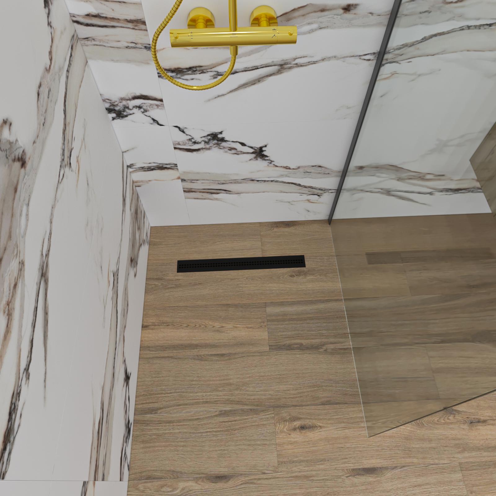 Rigola dus Kadda pentru baie stil modern calacatta gold Rigola dus Kadda SHDR5507037AL cu gratar din aluminiu, , negru, 55 cm