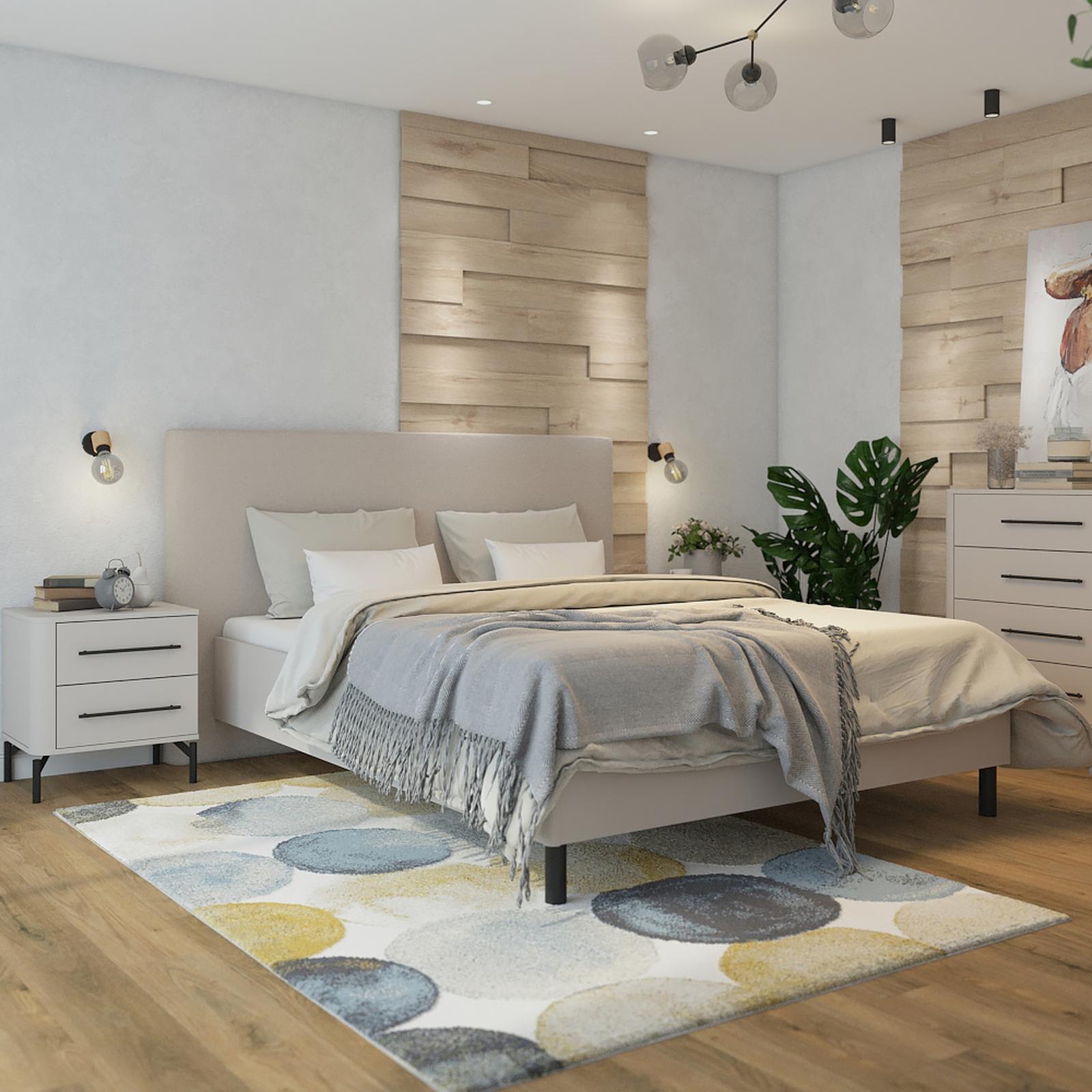 Pat dormitor Serdica  pentru dormitor stil clasic serdica Pat dormitor Serdica matrimonial, tapitat, bej, 160 x 200 cm, 5C