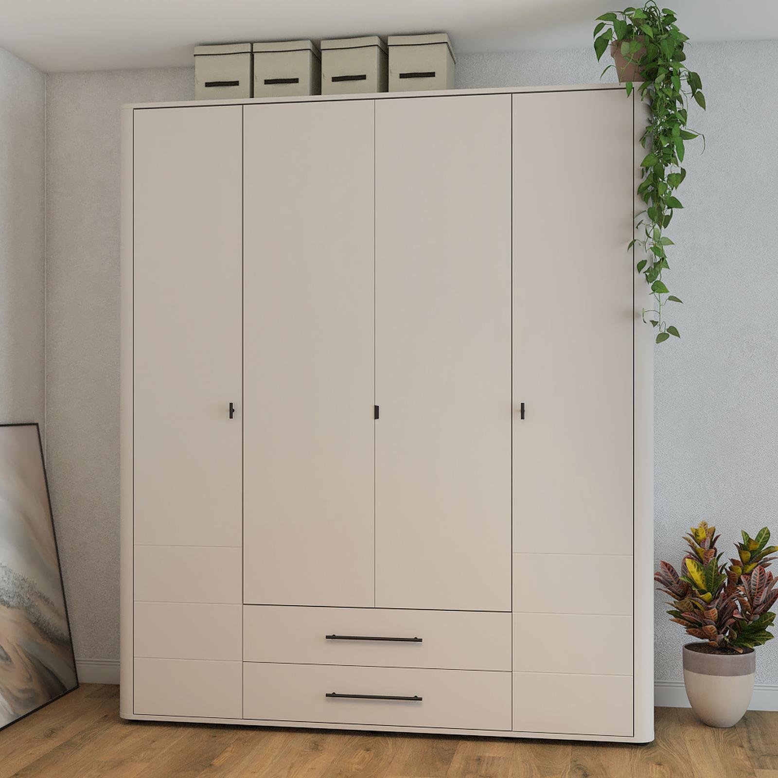 Dulap Serdica  pentru dormitor stil clasic serdica Dulap Serdica 4K2F2O, bej cashmere, 4 usi, cu oglinda, 179.5 x 56.5 x 210.5 cm, 8C