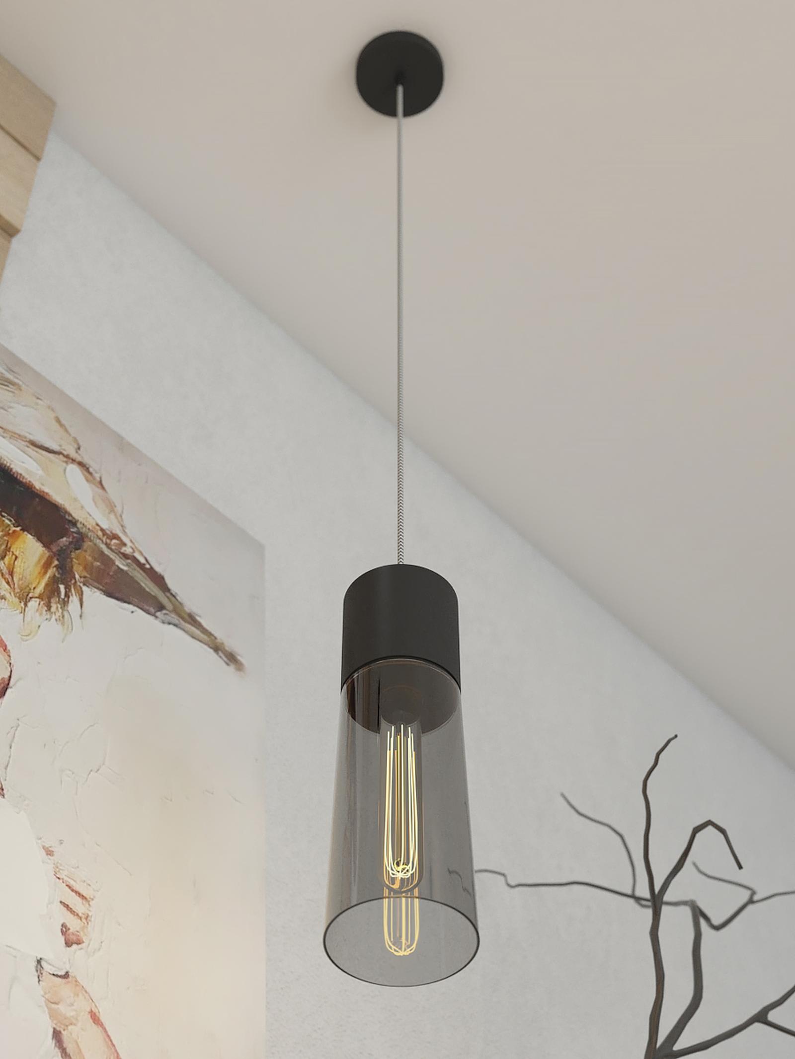 Suspensie Annika  pentru dormitor stil clasic serdica Suspensie Annika 21000HB, 1 x E27, negru mat + fumuriu, modern