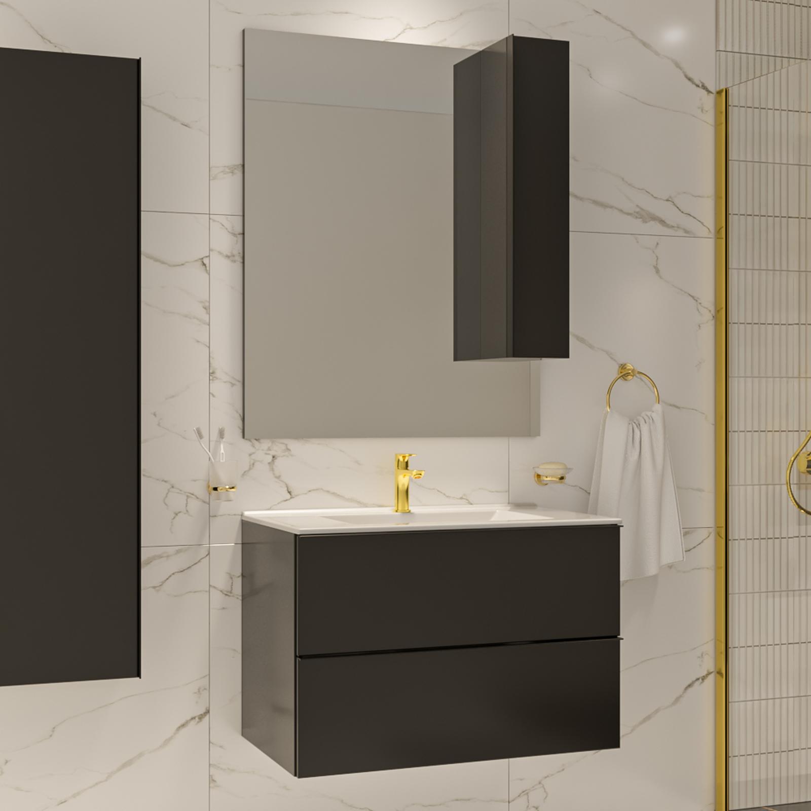 Masca  Kadda Loft 80 cu sertare, negru, suspendat, 81 x 46 x 53 cm