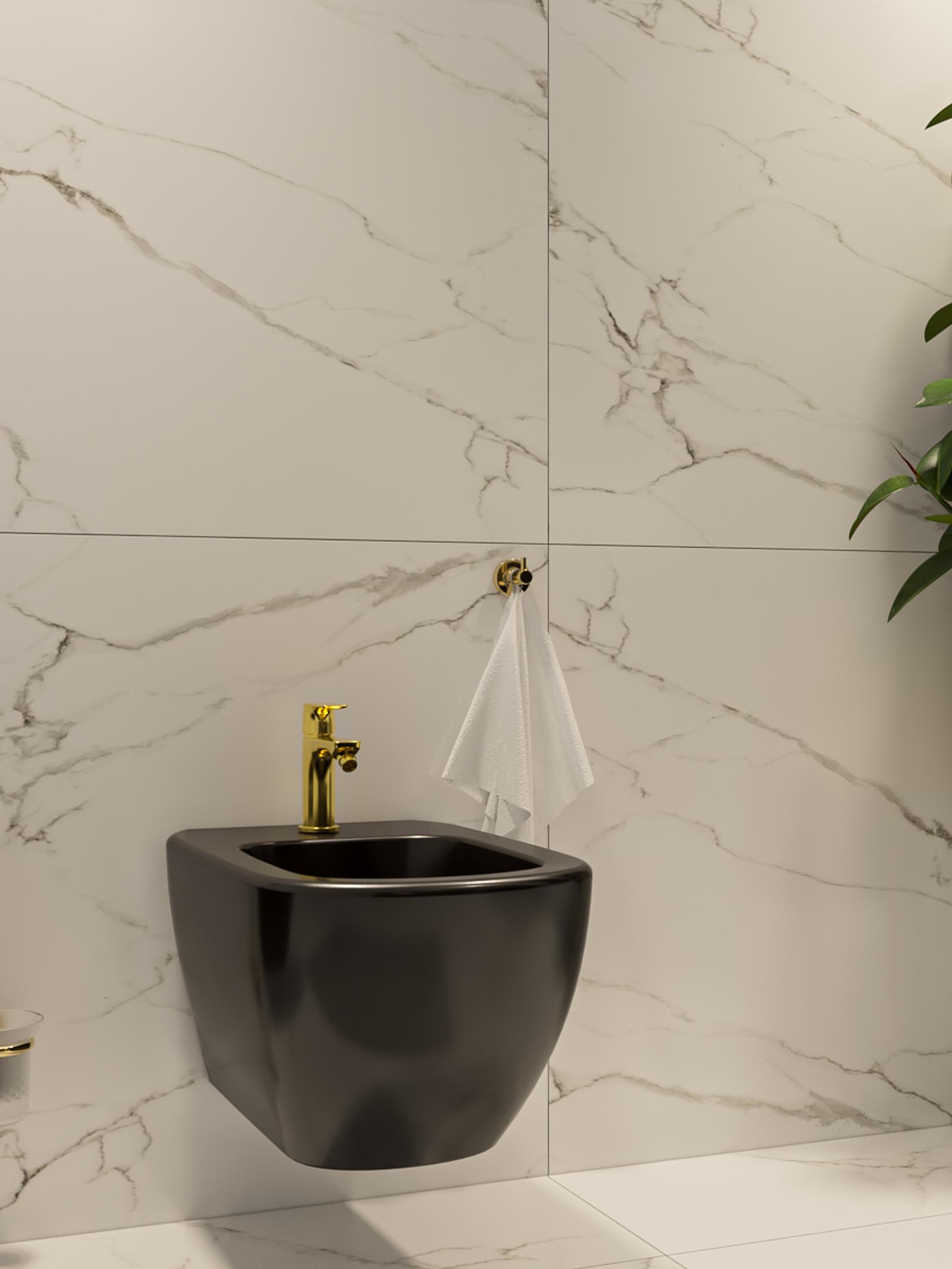 Bideu suspendat Ideal Standard Tesi T3552V3, negru, 36 x 53 x 30 cm