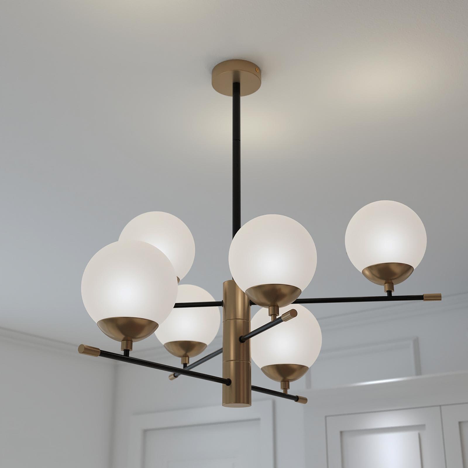 Lustra Essential pentru dormitor stil clasic roma Lustra Essential 01-2950, 6 x E14, negru + auriu, modern