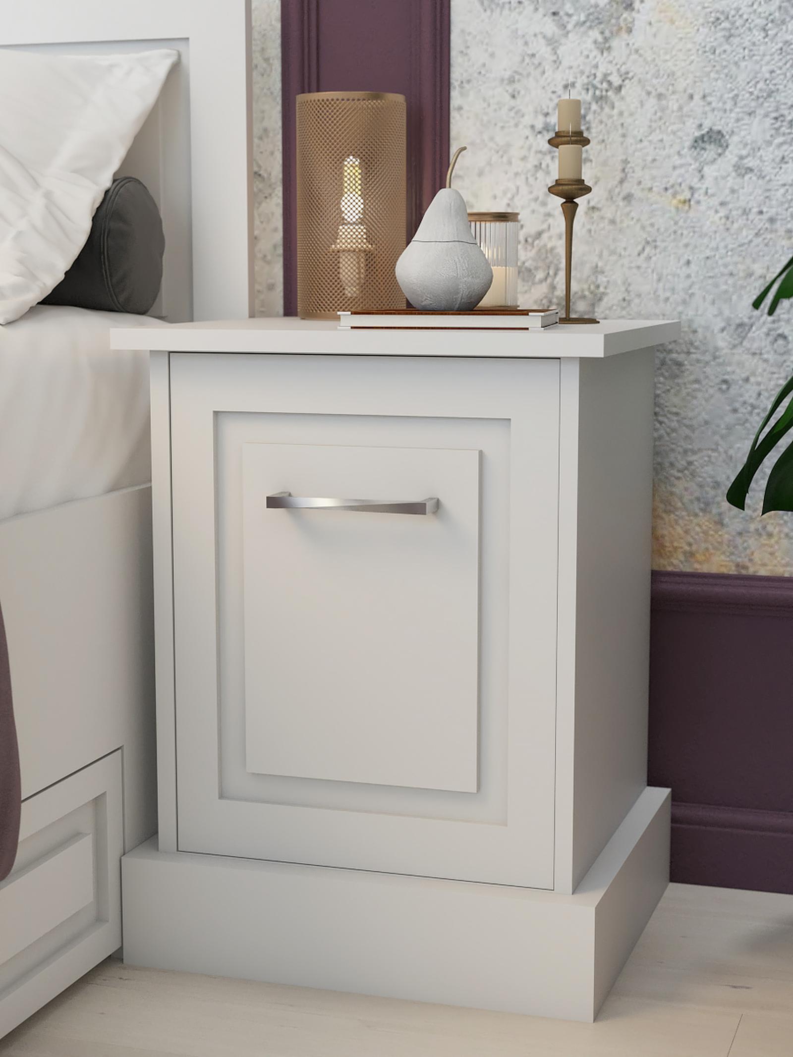 Noptiera Roma, pentru dormitor stil clasic roma Noptiera Roma, cu usa, alb mat, 43 x 37 x 57 cm, 1C