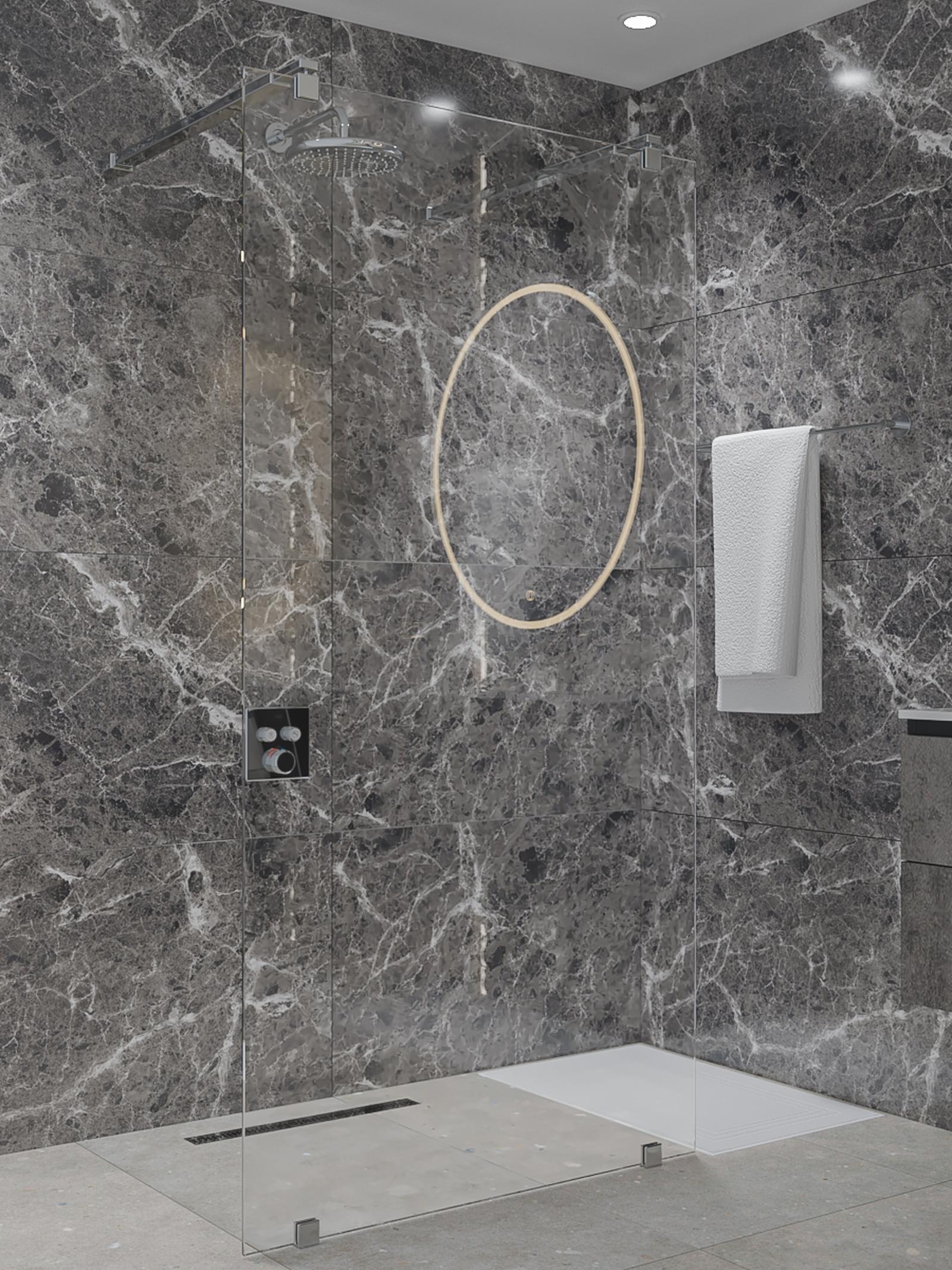 Brat de dus fix Roca pentru baie stil modern glamstone & deserto Brat de dus fix Roca Raindream A5B0150C00, plastic, cromat, 30 cm