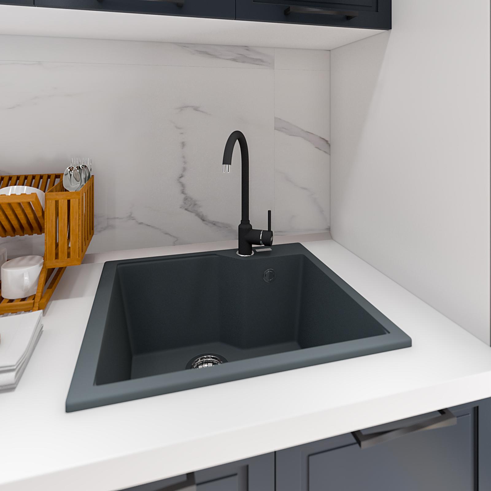 Chiuveta bucatarie compozit fragranite Franke UBG 610-56 grafite dreptunghiulara 56 x 50 cm + baterie Pola 1.0 monocomanda grafite