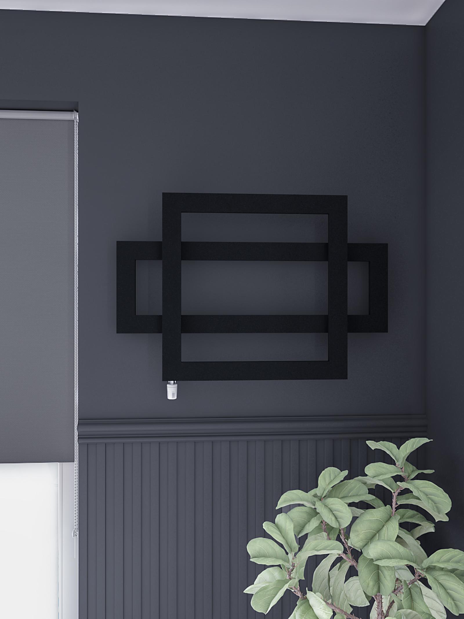 Calorifer decorativ, living, Radox Combi, negru, 900 x 600 mm, accesorii incluse