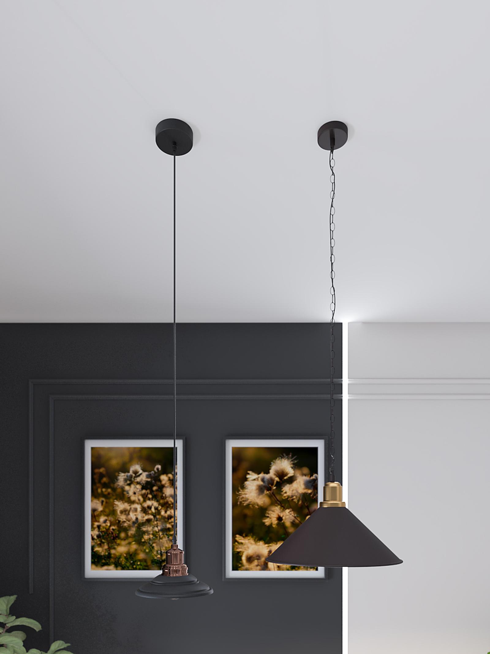 Suspensie Spinner 01-1292, 1 x E27, negru + cupru, industrial