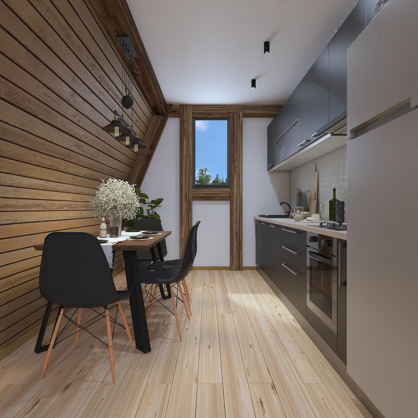 Lemn masiv și contrast în amenajarea unei bucătării  cu influență rustică, montană_3