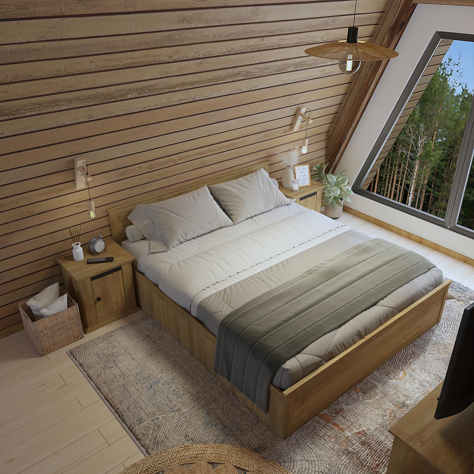 Lemn și mobilier în amenajarea cabanei A-frame_1