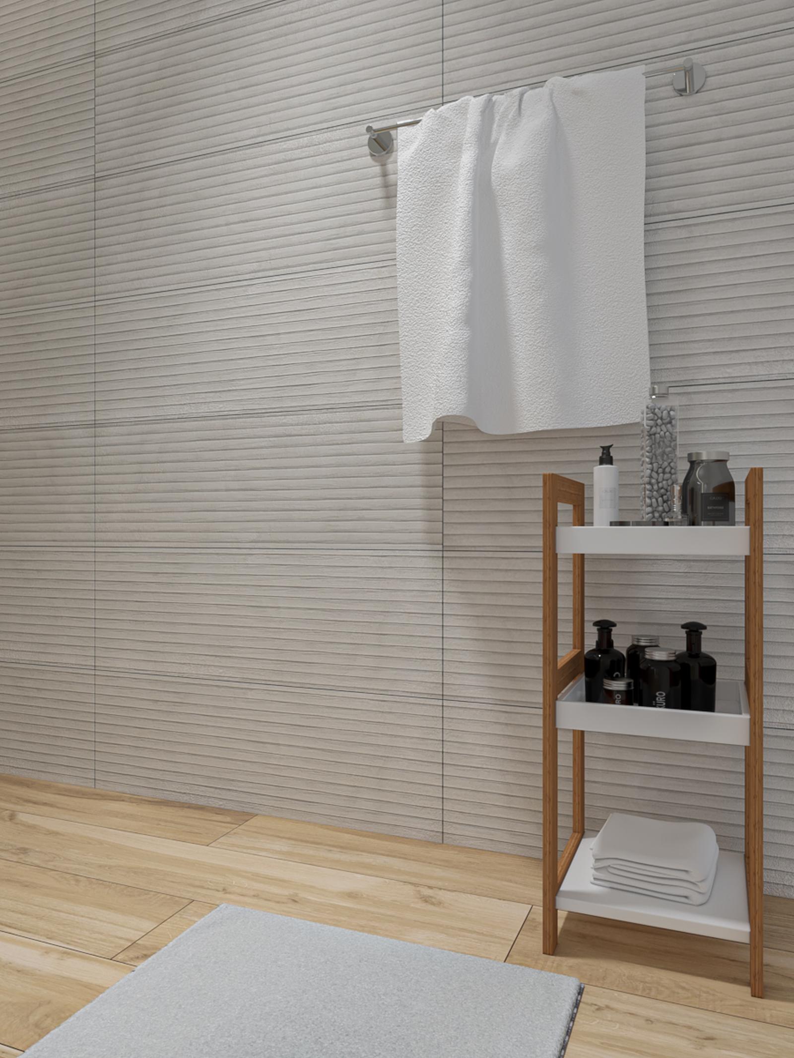 Gresie Rotten Beige pentru baie stil modern metallo Gresie Rotten Beige portelanata, 20 x 120 cm