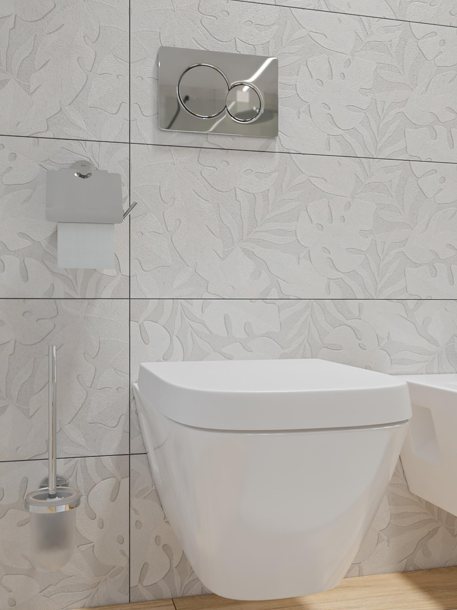 Perie WC pentru baie stil modern metallo Perie WC Grohe Essentials 40374001, suspendat, metal + sticla mata, 39.8 x 12.1 cm