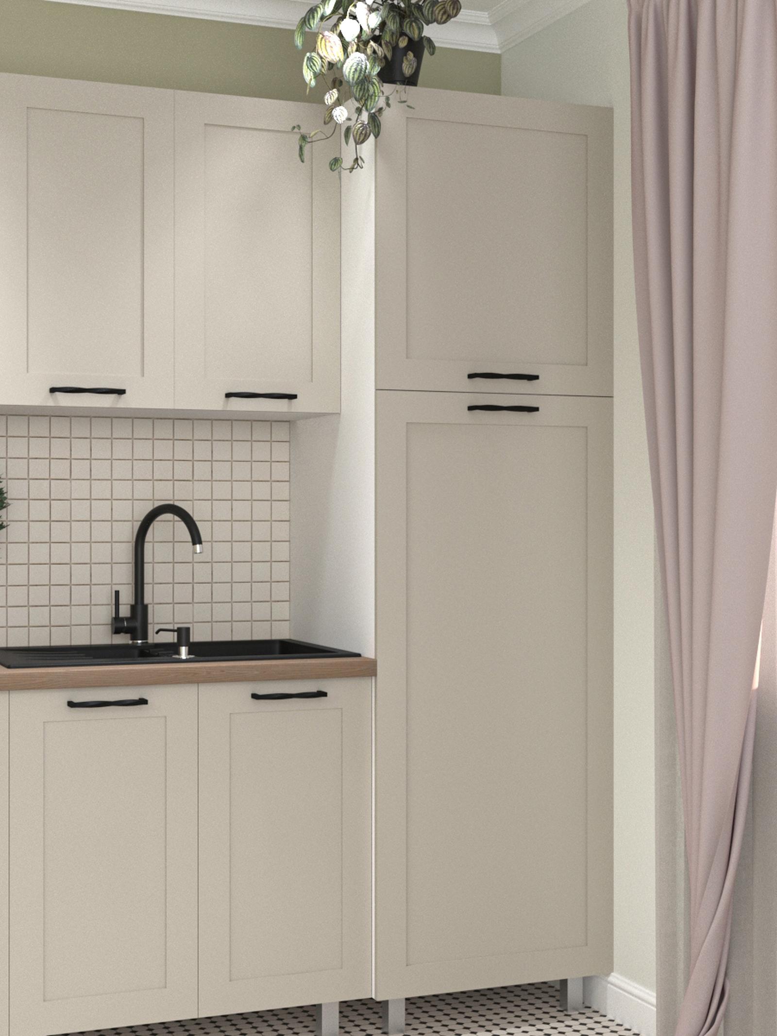 Chiuveta bucatarie compozit, granital, Alveus Cadit 70, negru, dreptunghiulara, cuva mare + mica, 79 x 50 cm, adancime cuva 20 cm, baterie, Kati, dozator detergent