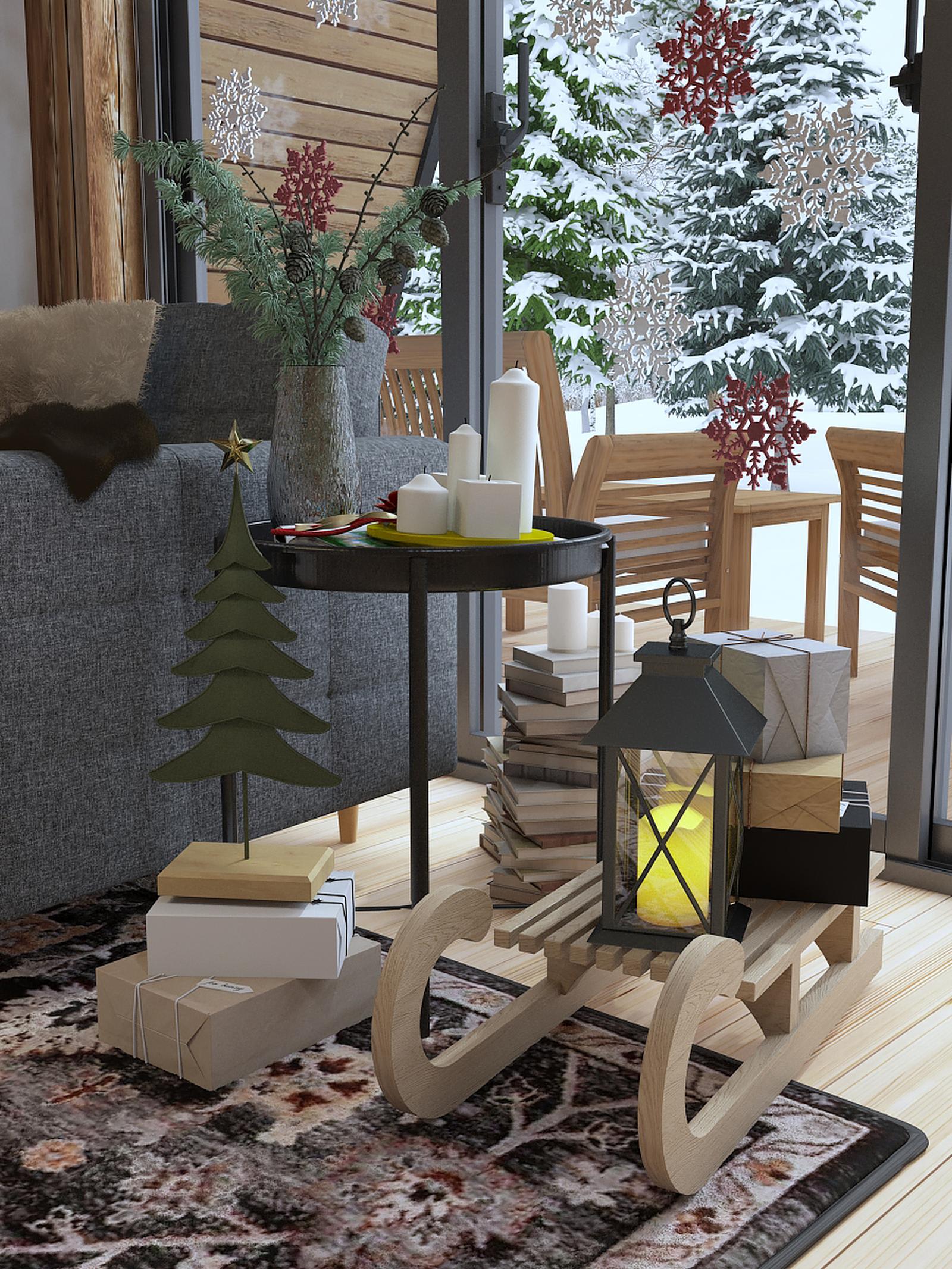 Decoratiune Craciun tip bradut, verde + auriu, lemn + metal, 19.5 x 7 x 47.5 cm, JL2253071N