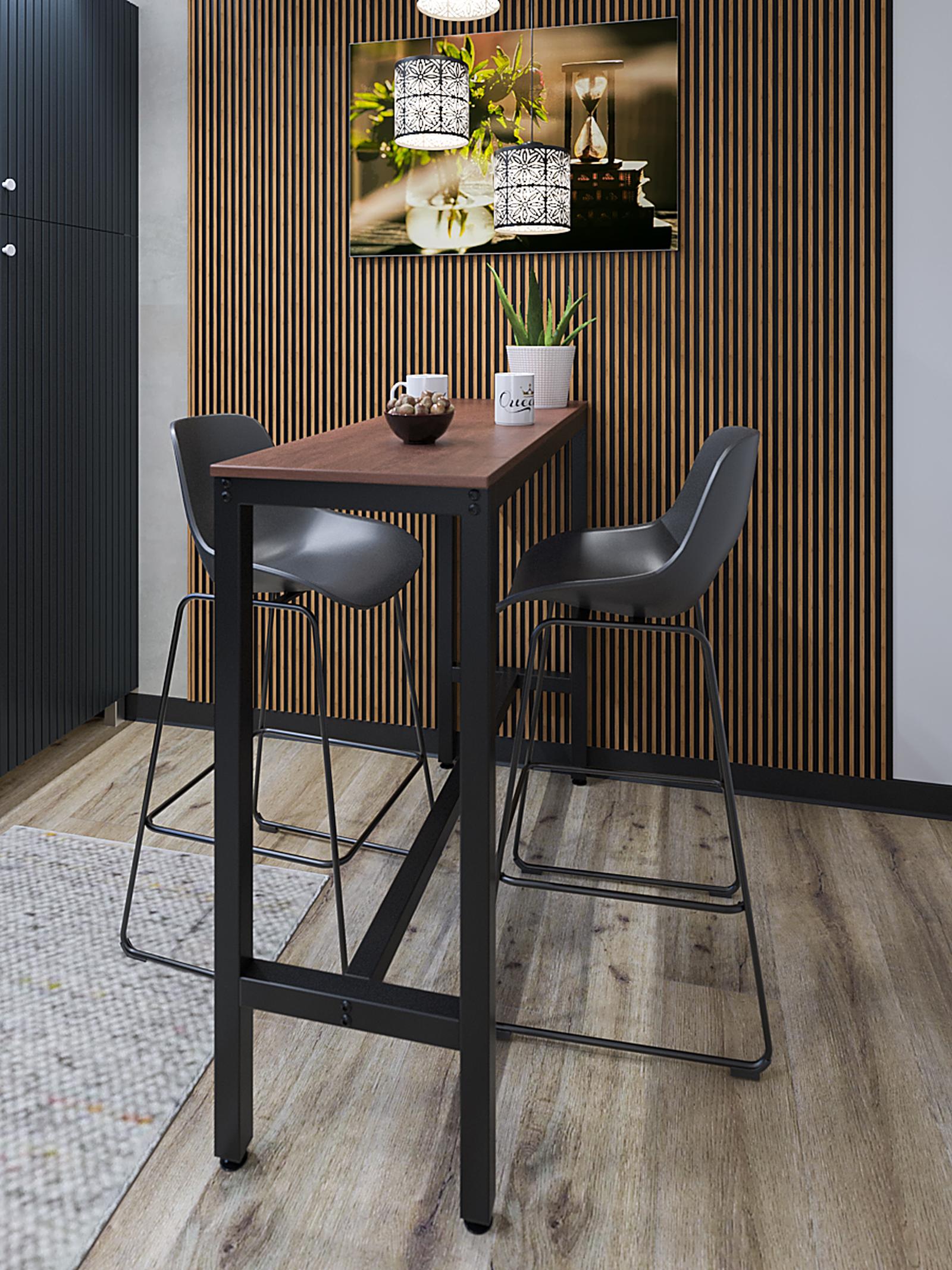 Masa bar fixa, dreptunghiulara, negru + wenge, 120 x 40 x 100 cm, 1C